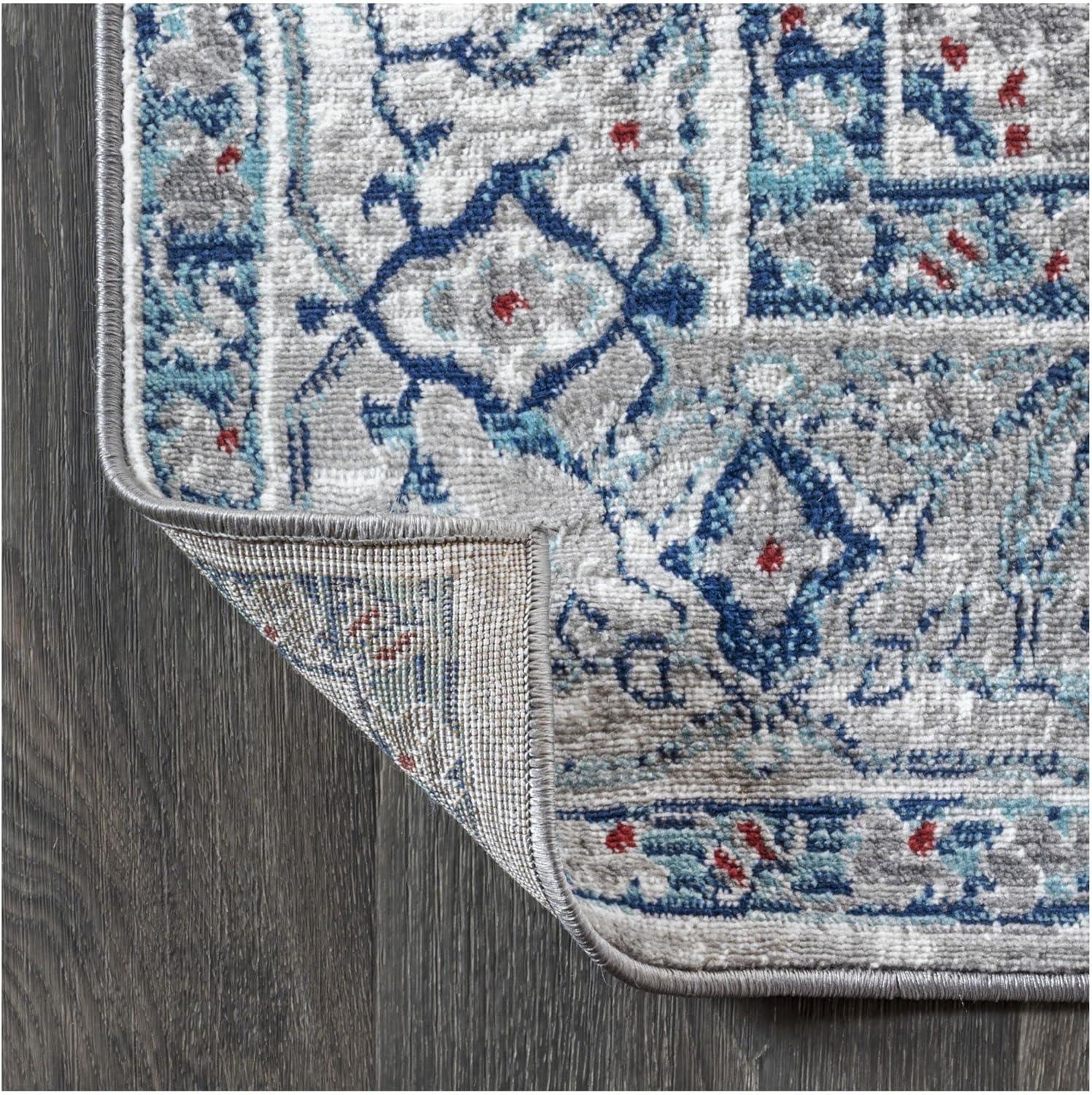 6'x6' Modern Persian Vintage Medallion Area Rug, Light Grey/Blue - JONATHAN Y