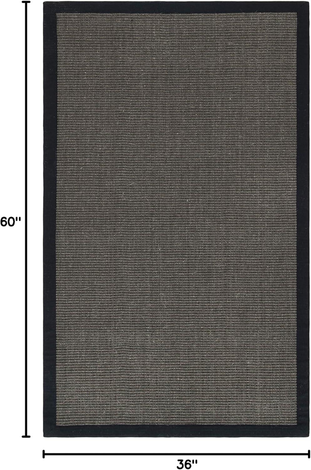 Charcoal and Black Hand-Knotted Wool Area Rug, 3' x 5'