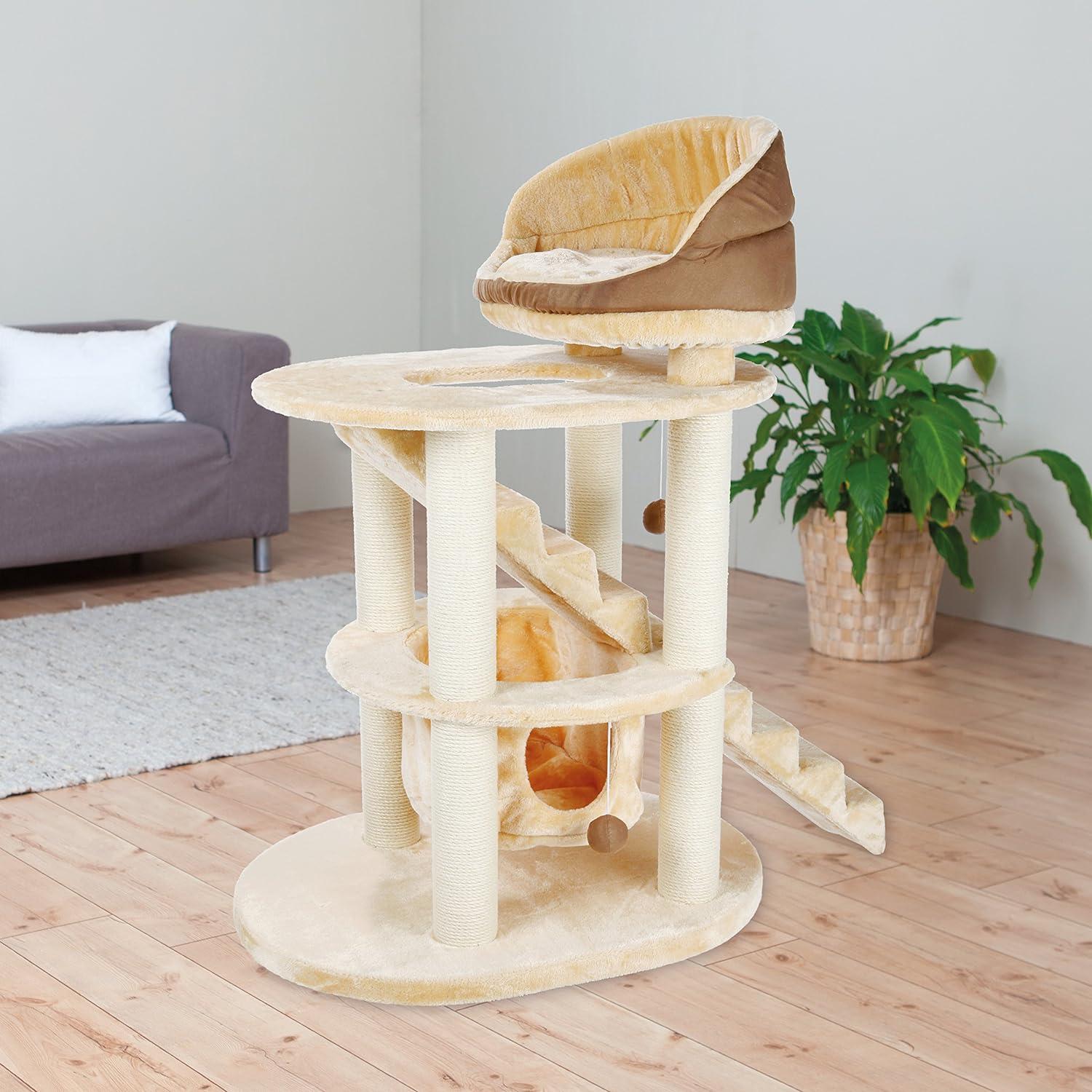 TRIXIE Elsa Senior 43.7" Cat Tower, Sisal Scratching Posts, Plush Hammock, Stairs, Top Platform Bed, Dangling Cat Toy