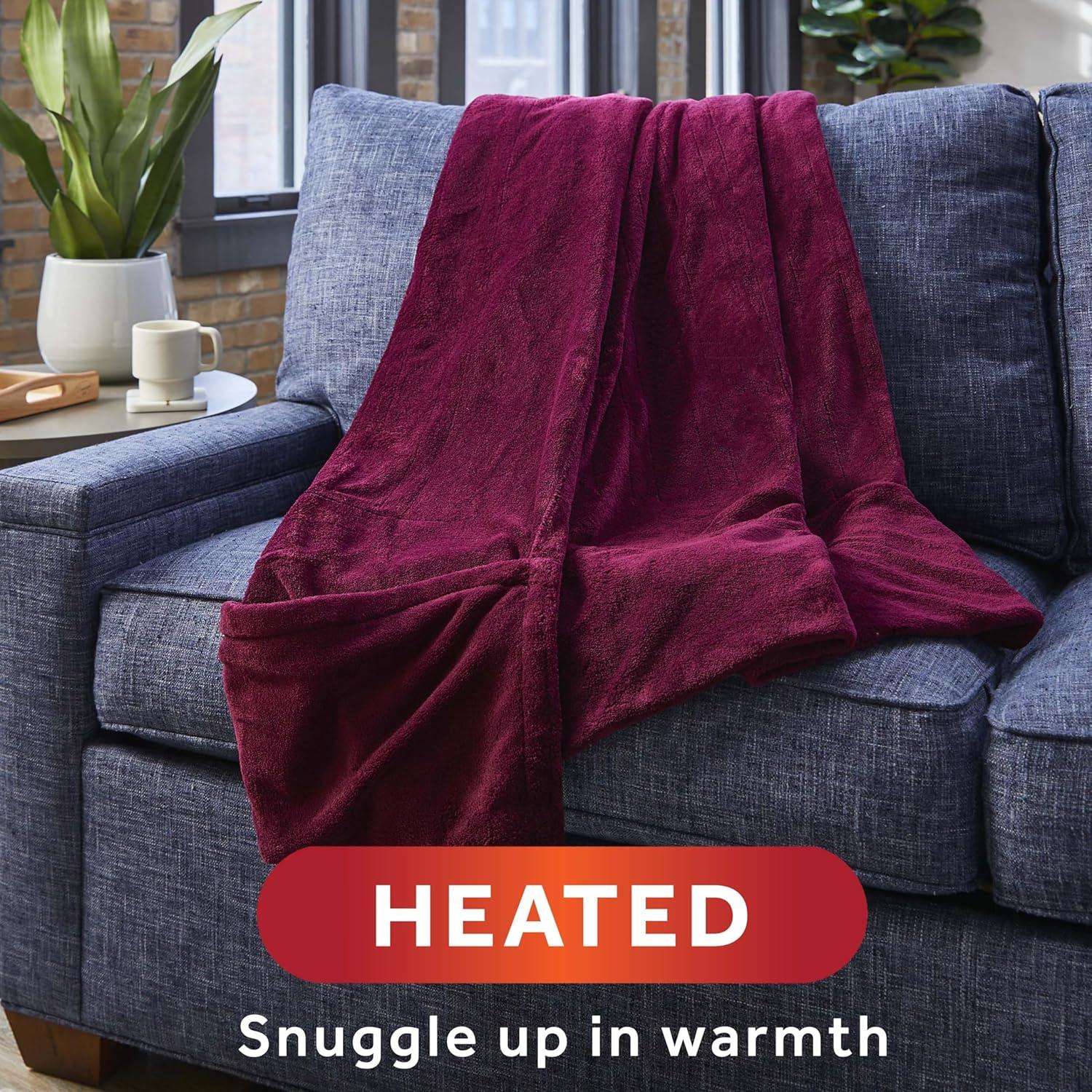 50"x60" Foot Pocket Ultralush Heated Throw - Sunbeam