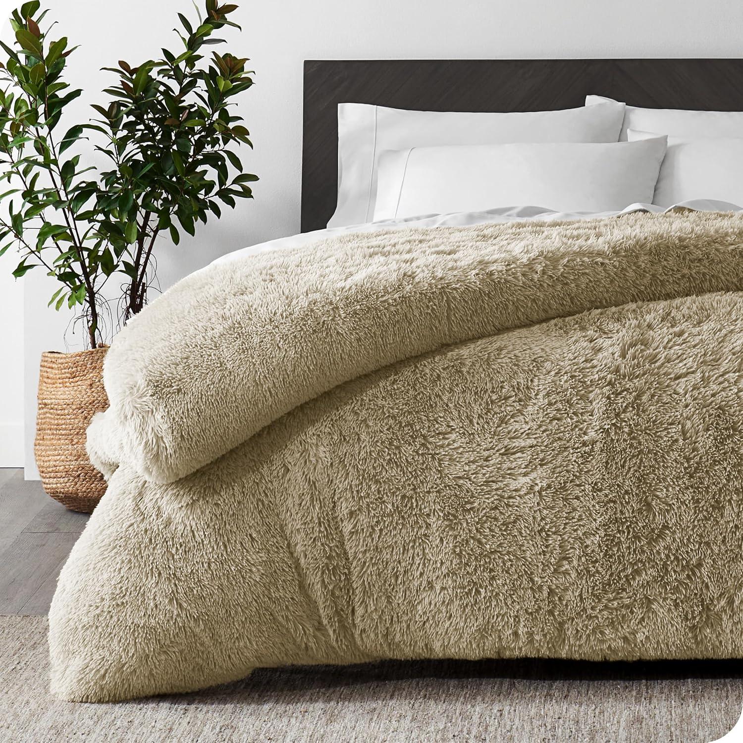 Sand King/California King Shaggy Duvet Cover by Bare Home