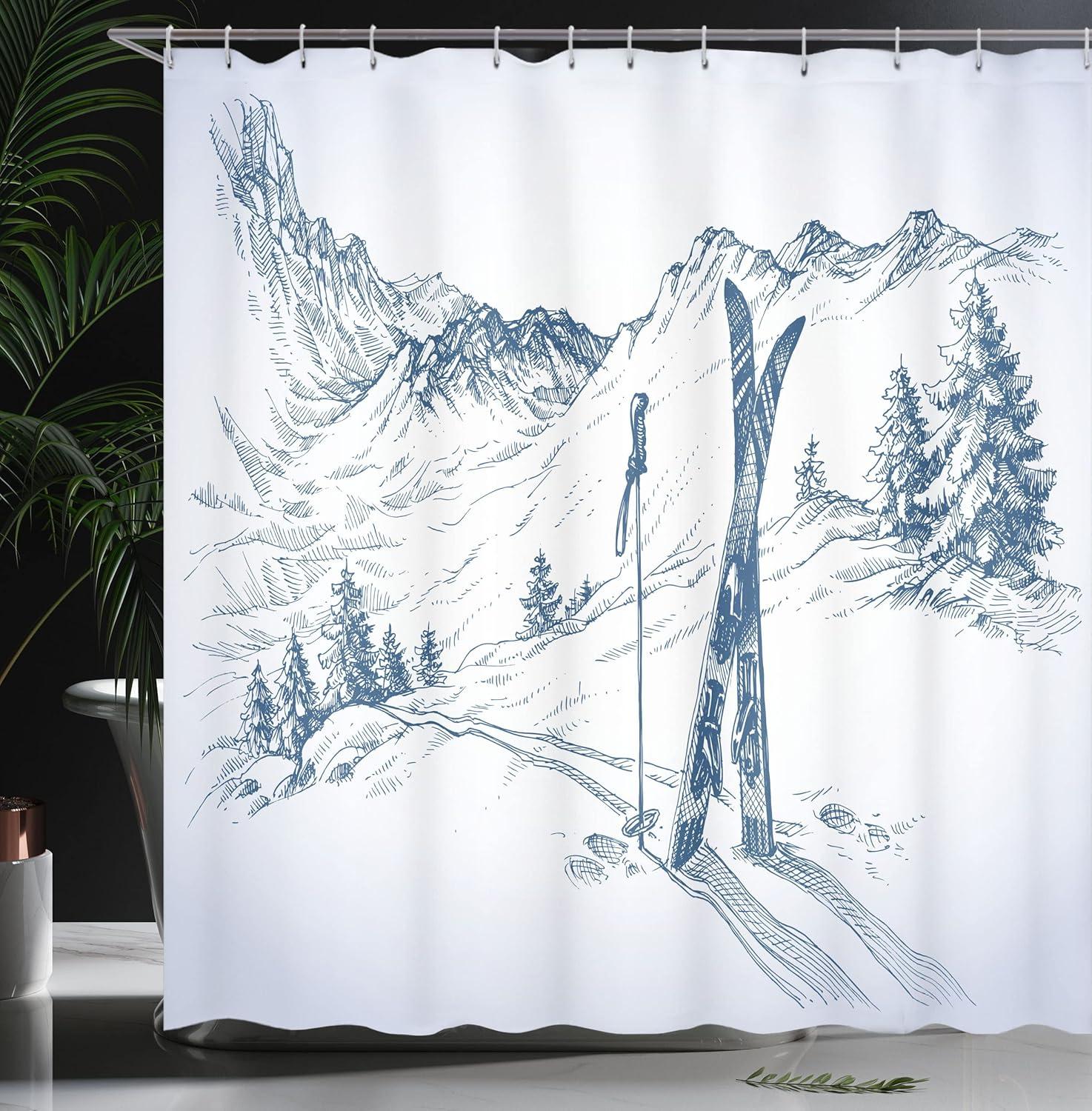 Shower Curtain with Hooks Included