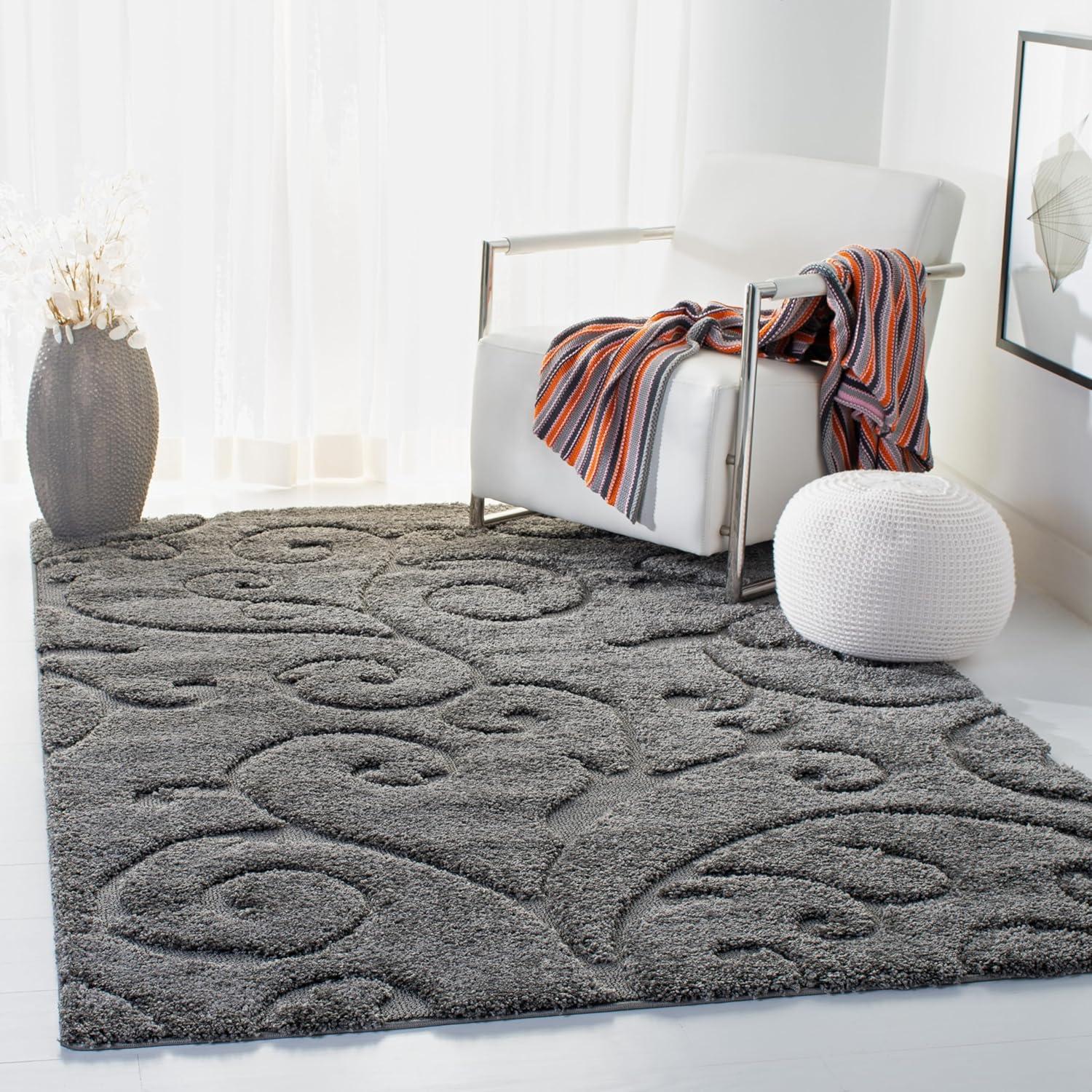 Florida Shag SG455 Power Loomed Indoor Area Rug - Grey - 5'3"x7'6" - Safavieh.