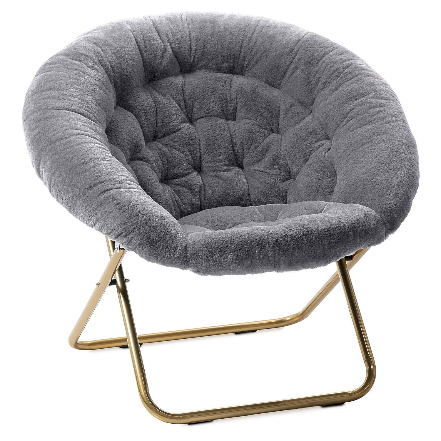 Milliard Cozy Faux Fur Saucer Chair X-Large, Gray