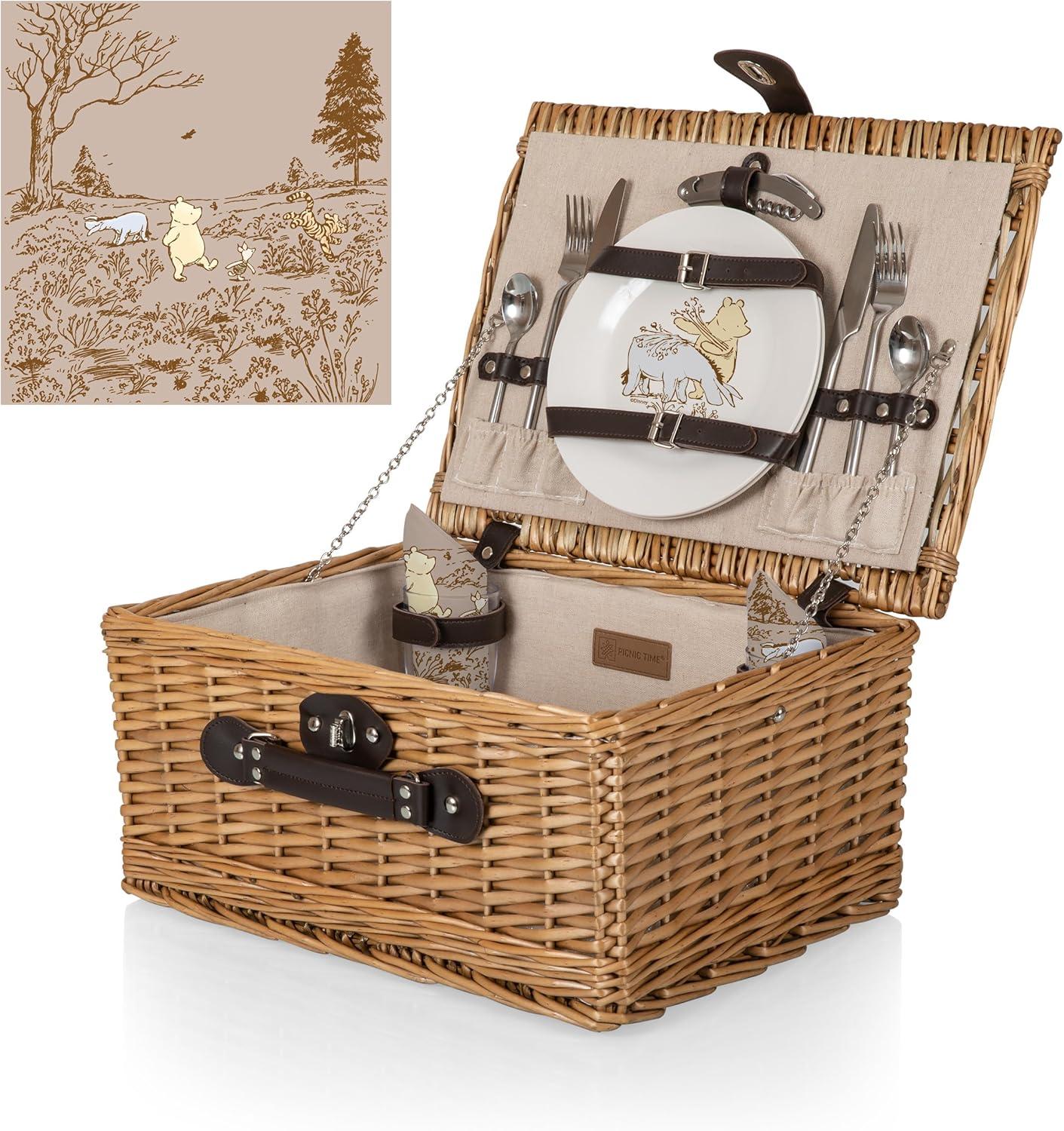 Winnie the Pooh - Classic Picnic Basket, Beige Canvas
