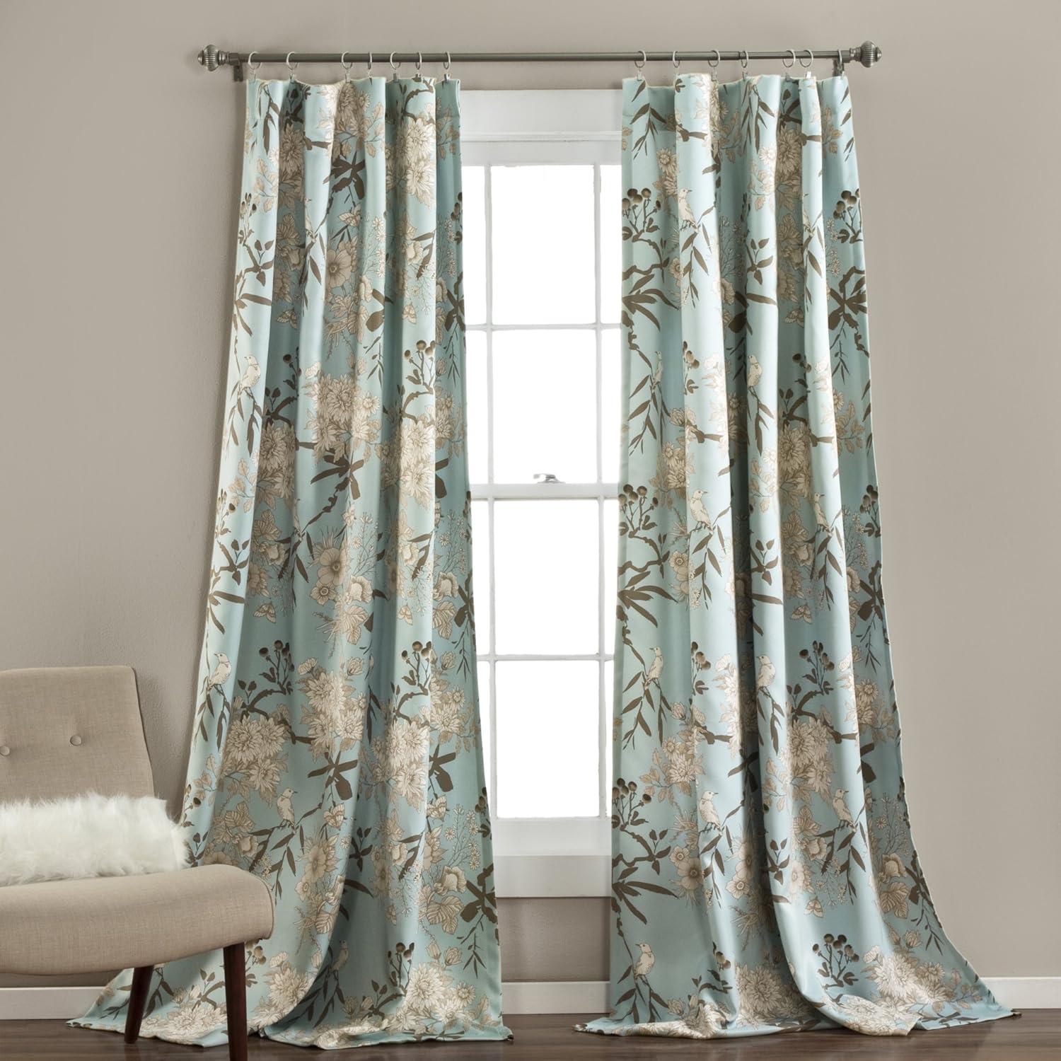 Botanical Garden Polyester Room Darkening Curtain Pair