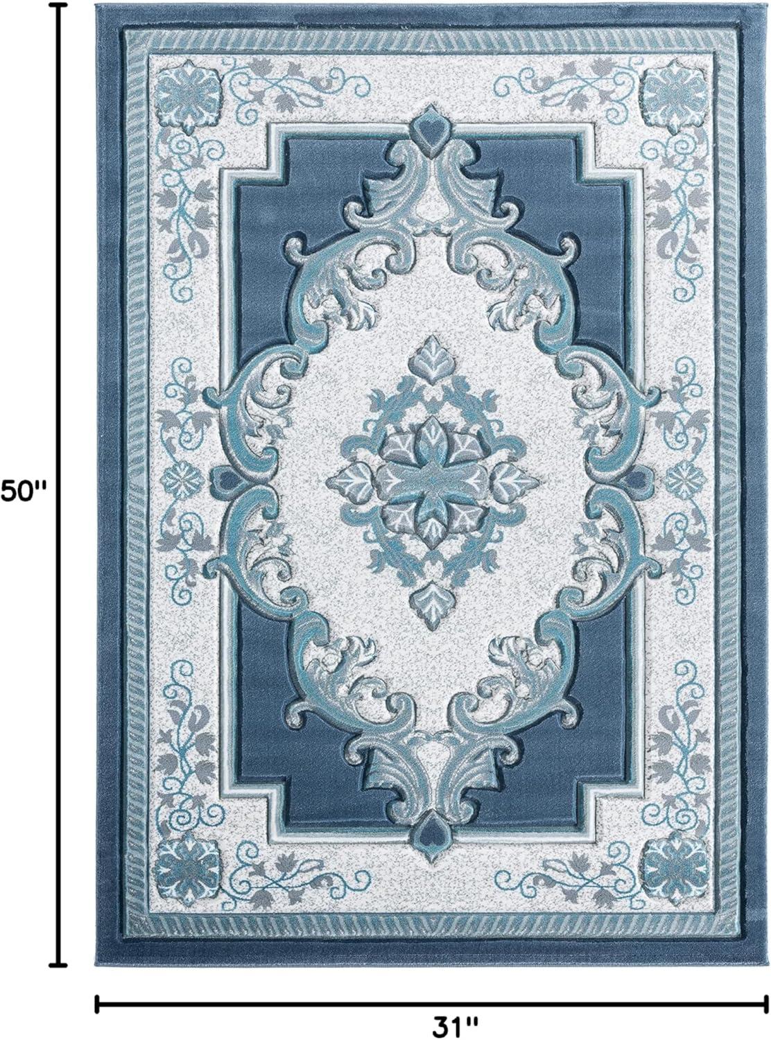 United Weavers Bristol Area Rug 2050 10560 Fallon Blue Curls Petals 2' 7" x  4' 2" Rectangle