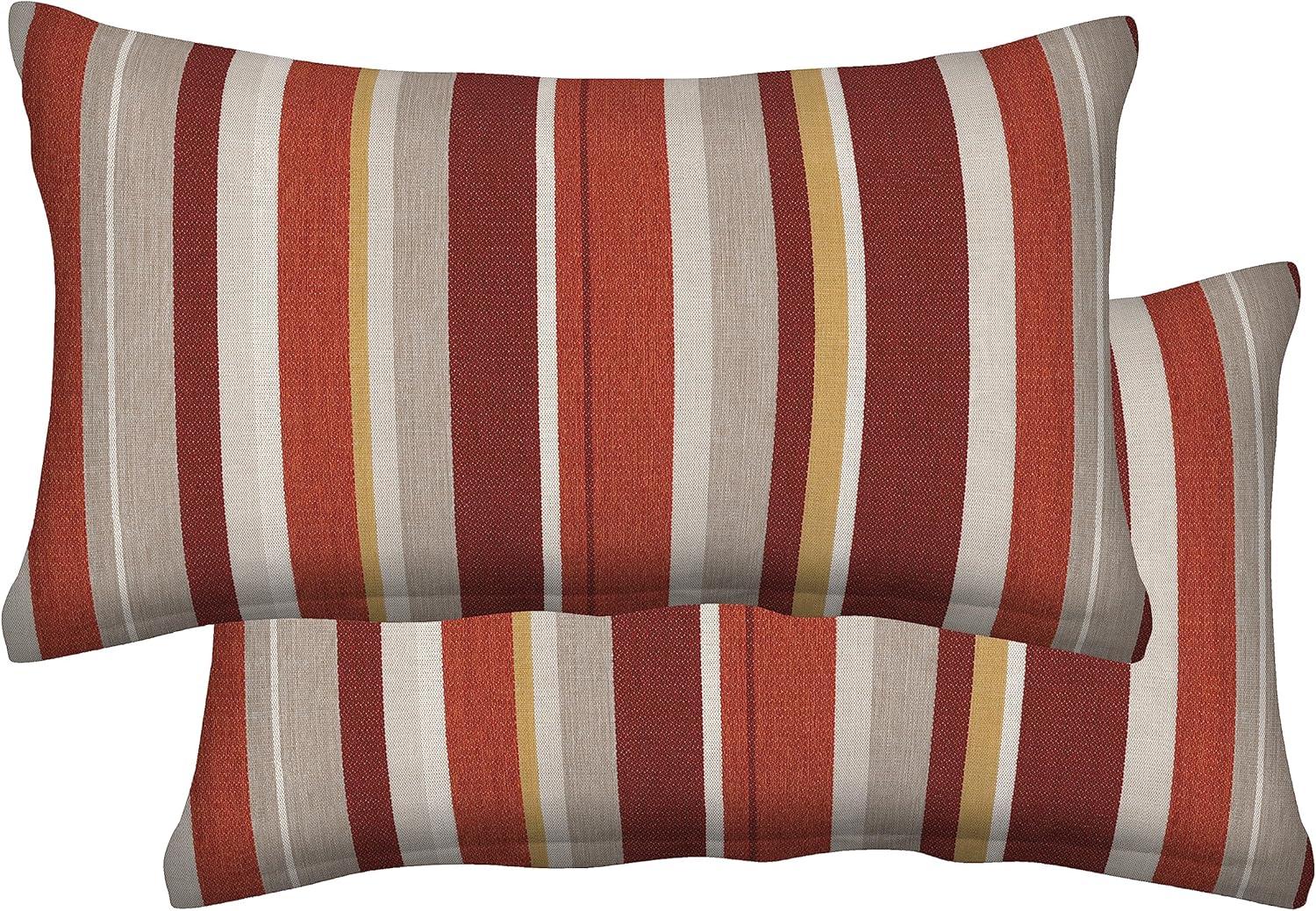 Striped Olefin Indoor/Outdoor Reversible Throw Pillow (Set of 2)