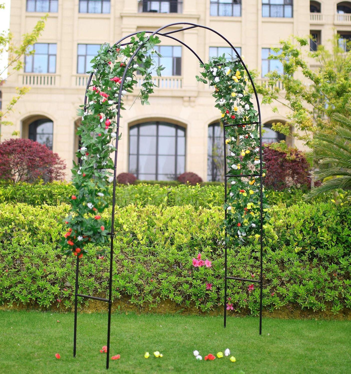 Metal Garden Arch 7.8ft High X 4.5ft Wide Garden Arbor for Various Climbing Plant Outdoor Garden Lawn Backyard Wedding Arch Party Decoration Archway