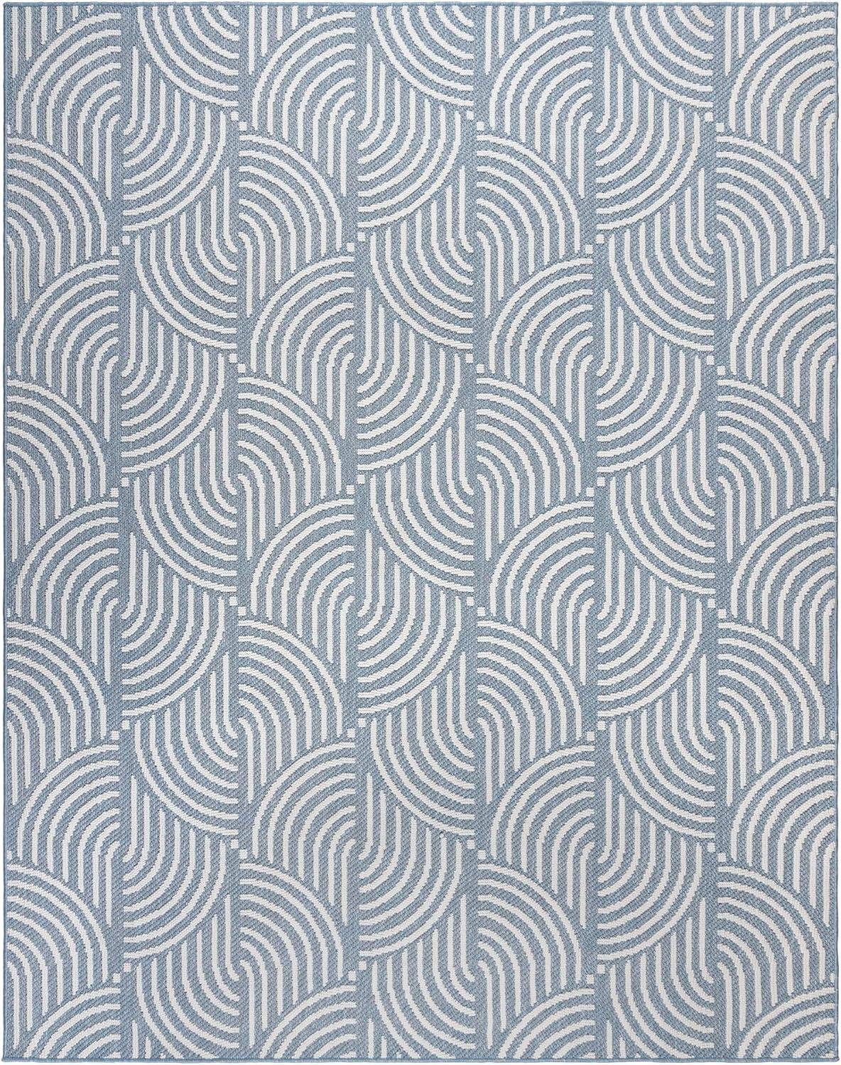 Gertmenian Malini Cyrci Modern Geometric Blue Polyester Indoor Area Rug