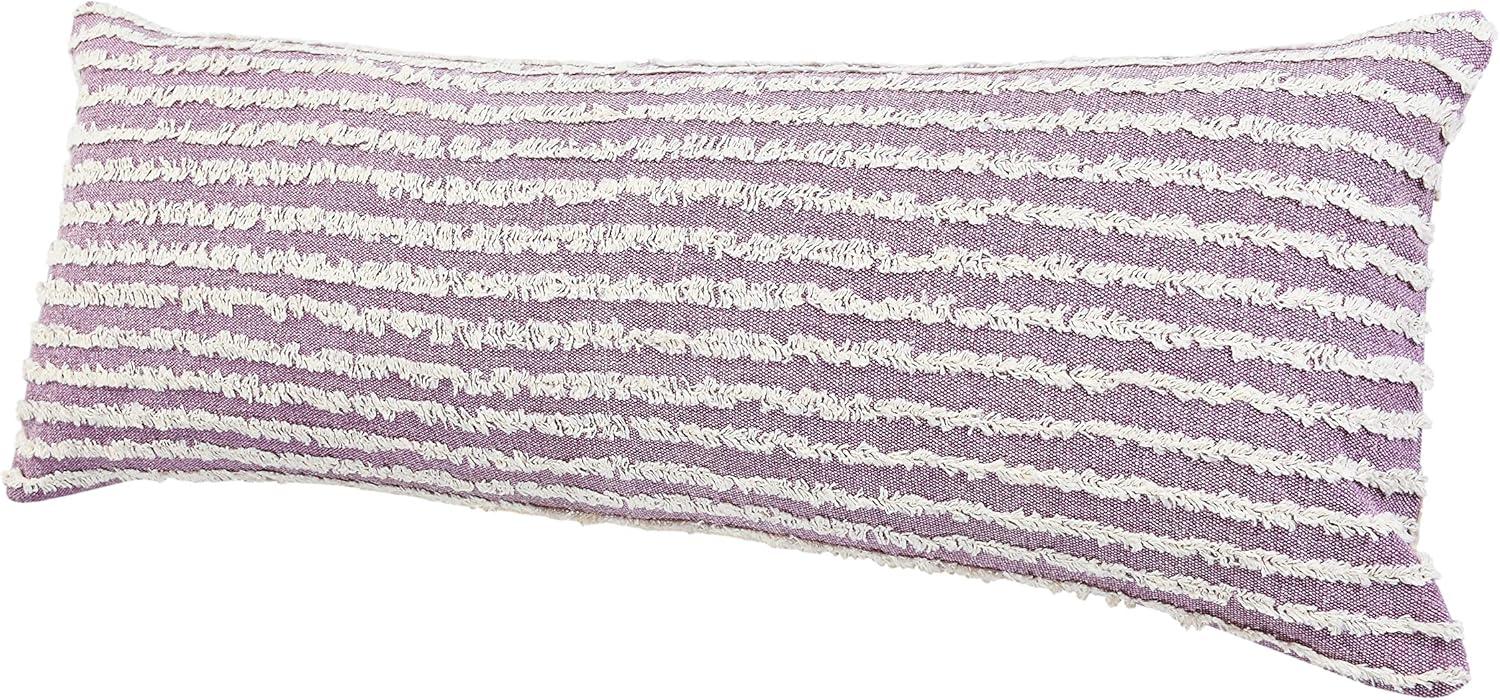 Ox Bay 14" x 36" Hand-stitched Purple/ White Stripe Organic Cotton Pillow Cover