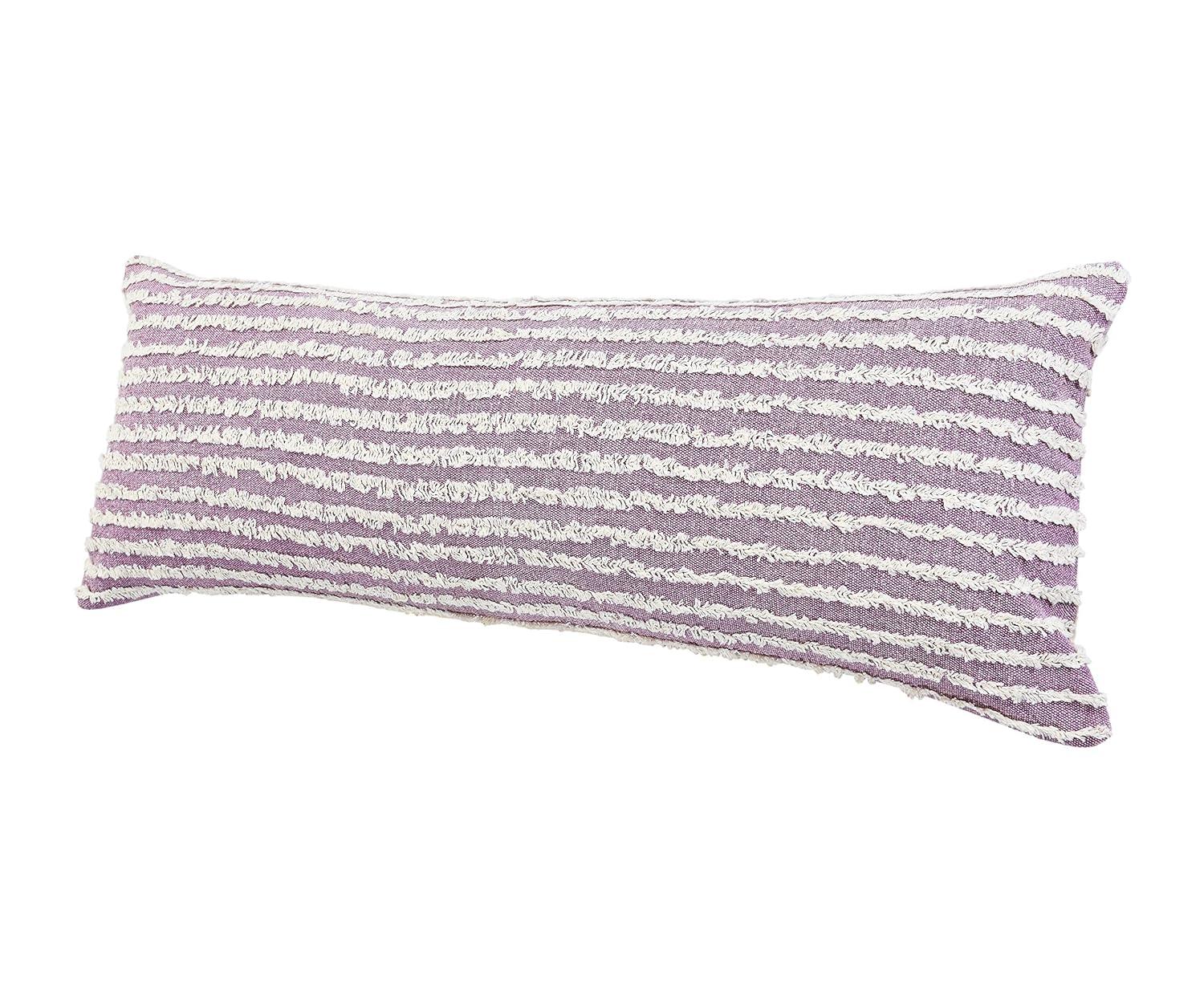 Ox Bay 14" x 36" Hand-stitched Purple/ White Stripe Organic Cotton Pillow Cover