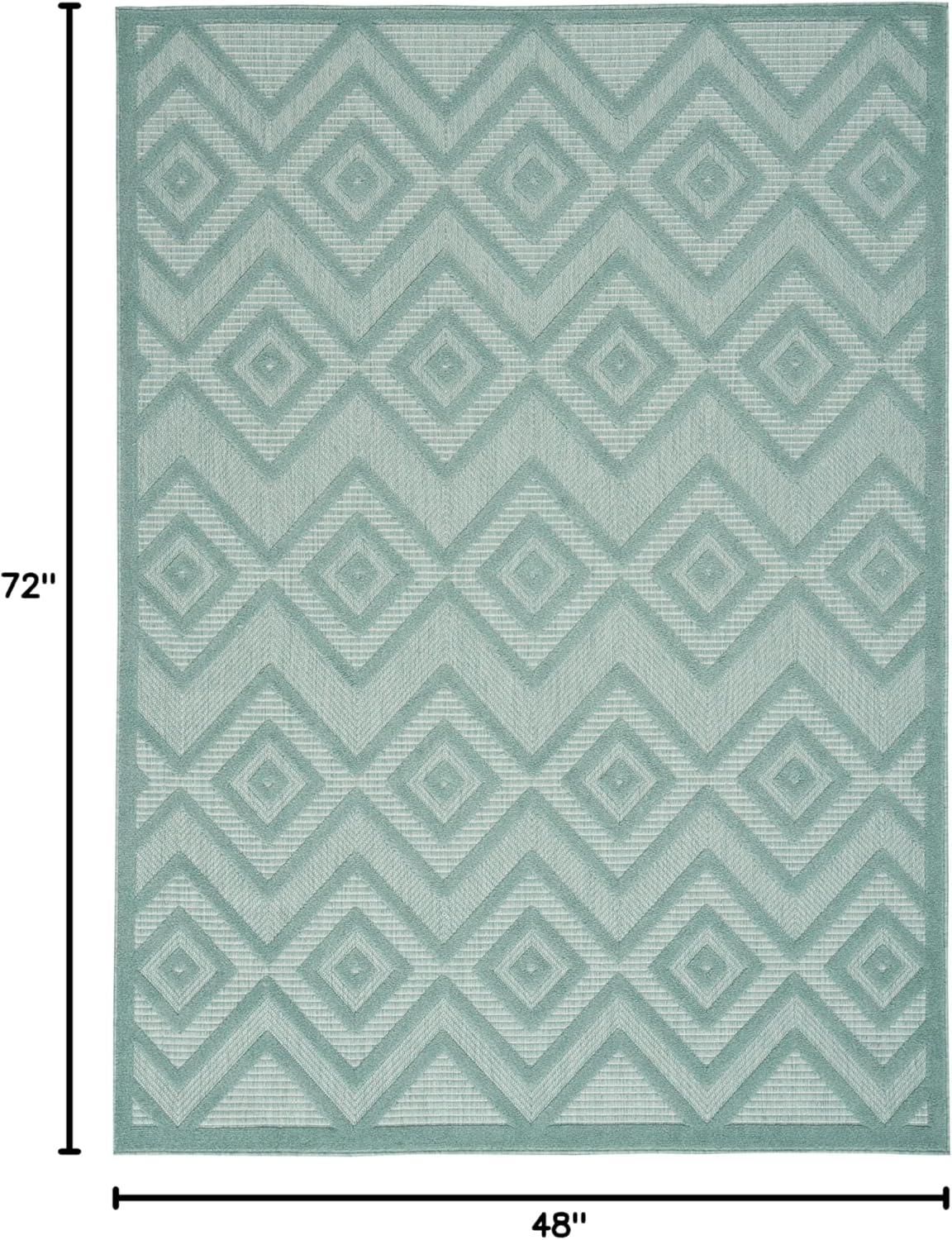 Nourison Versatile Diamond Geometric Flatweave Indoor Outdoor Area Rug Aqua/Teal 4' x 6'