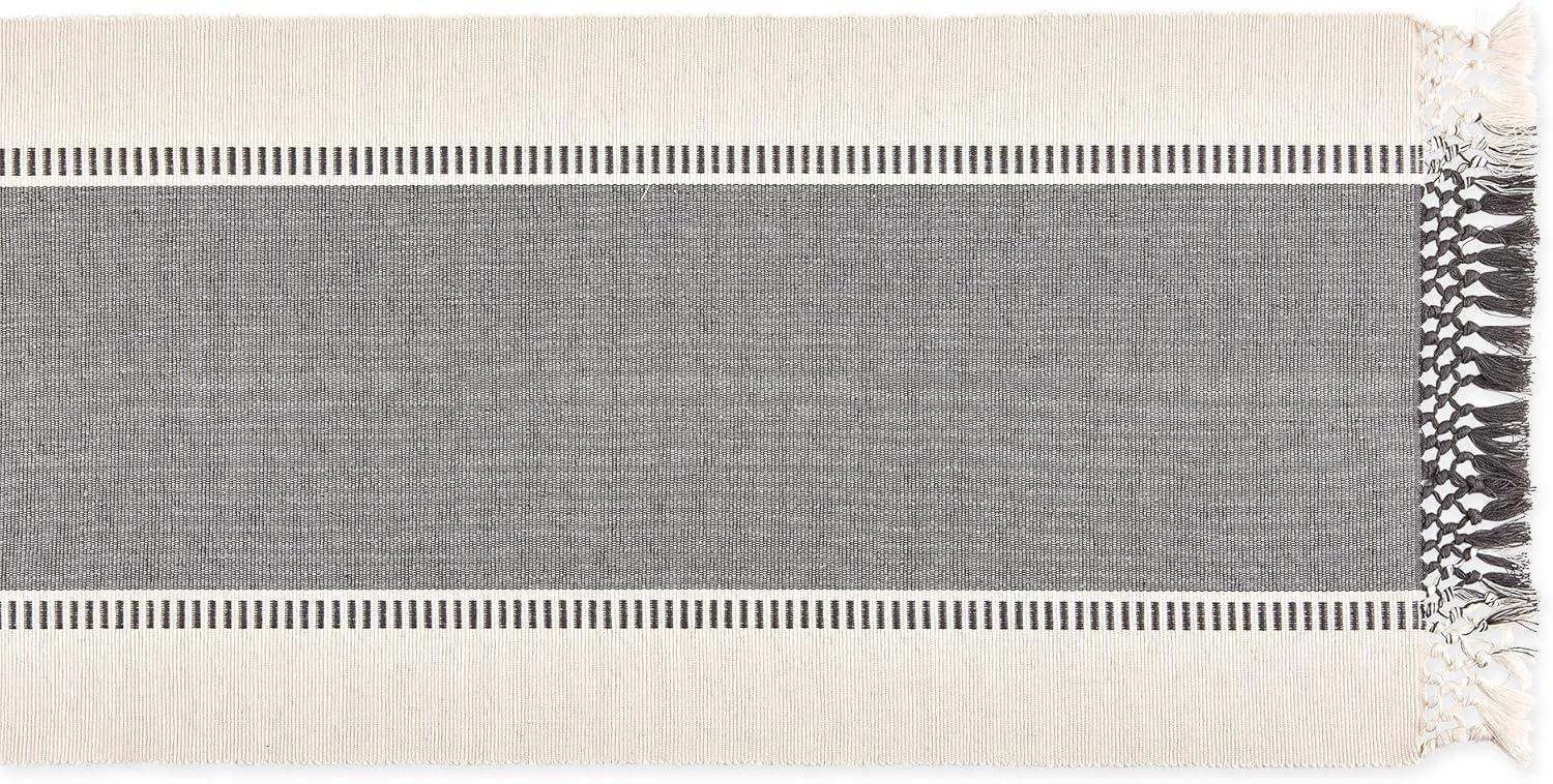 DII 13x72" Modern Cotton Mineral Dobby Stripe Table Runner in Gray