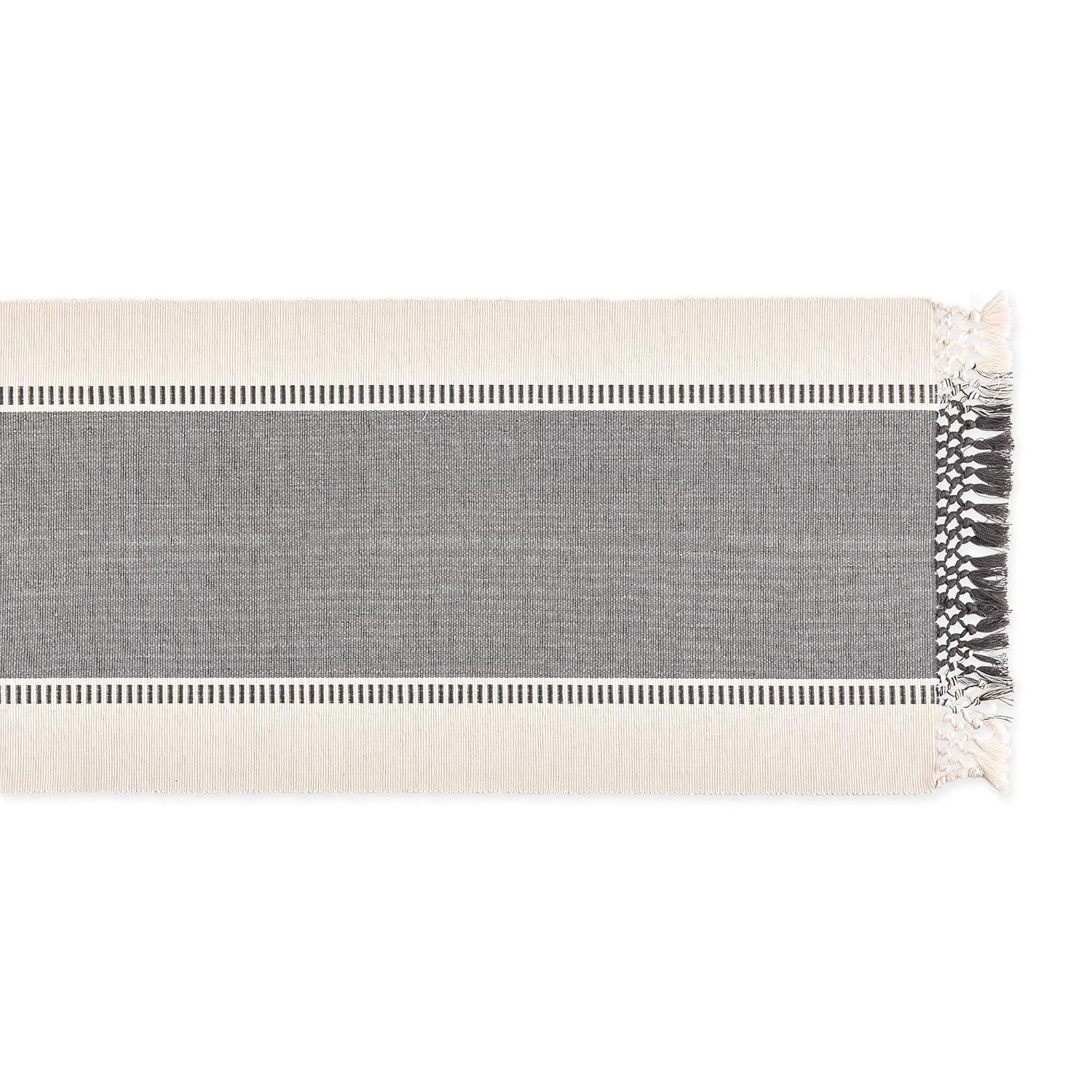 Design Imports  Ribbed Dobby Stripe Table Runner, Mineral Gray, 13X108"
