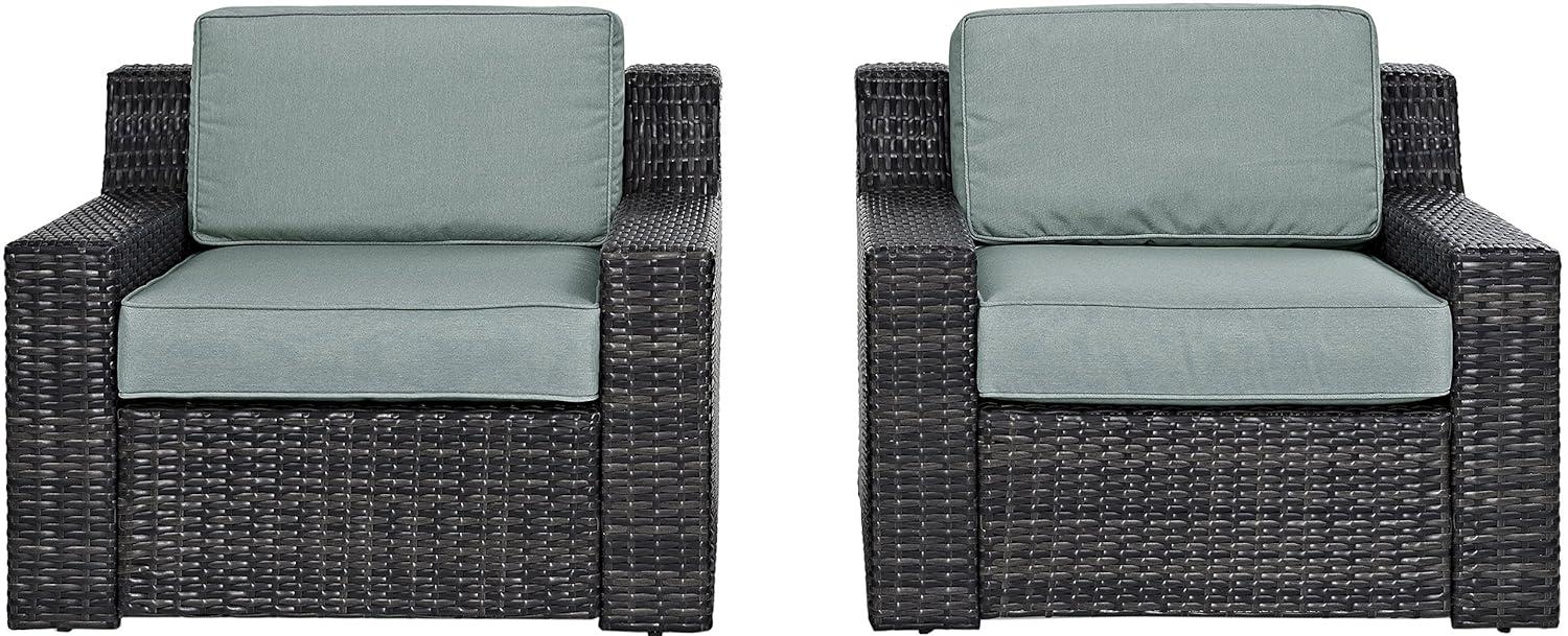Beaufort 6pc Outdoor Wicker Conversation Set - Mist - Crosley: Steel Frame, Weather-Resistant, UV-Resistant, with Polyester Foam Cushions