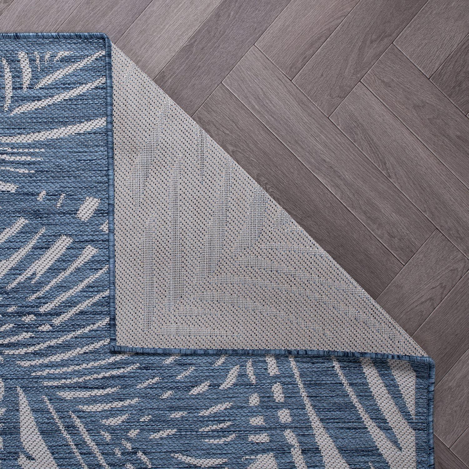 World Rug Gallery Contemporary Palm Leaf Textured Flat Weave Indoor/Outdoor Area Rug - NAVY 2'x3'