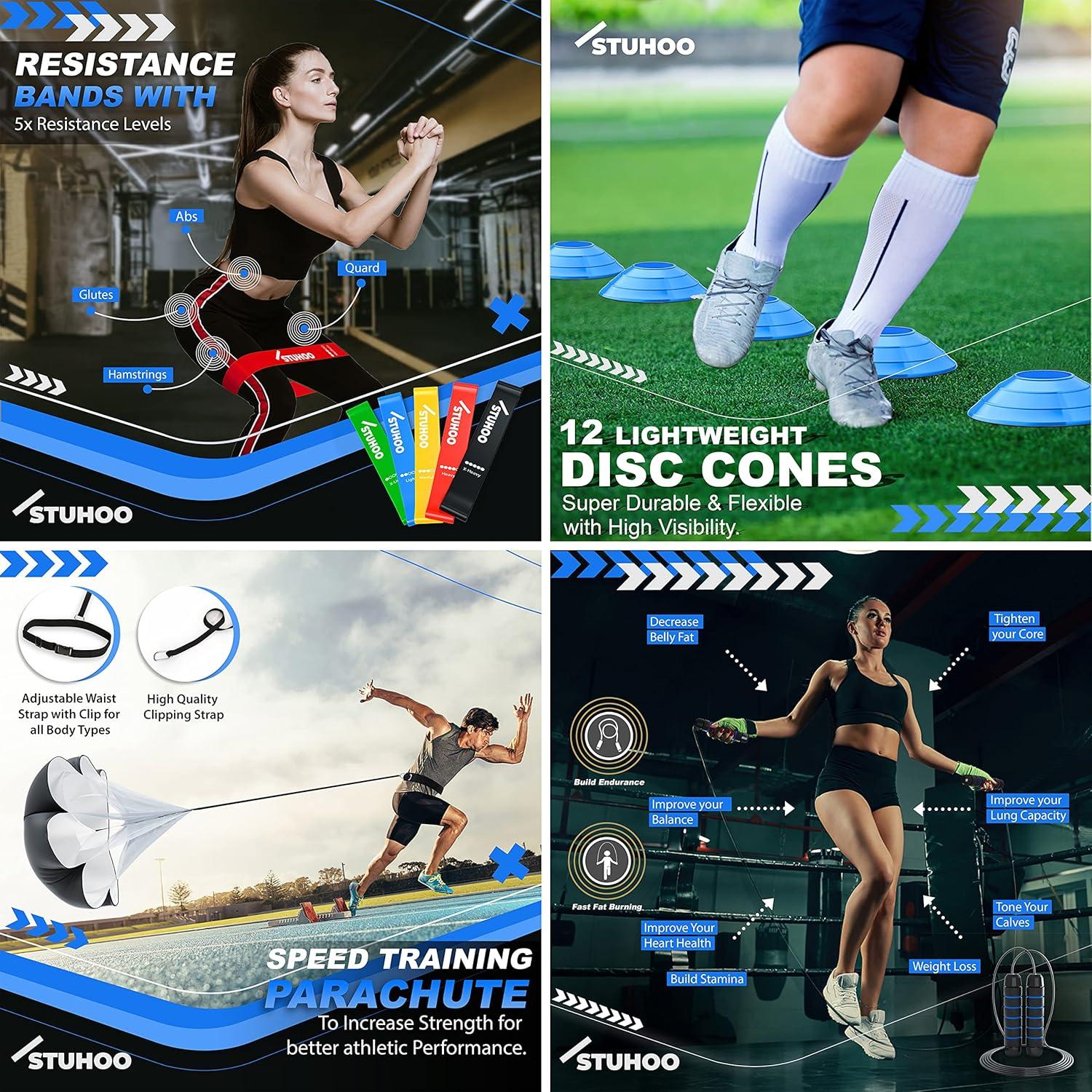 Agility Training Equipment Set | Soccer Training Equipment for Kids Youth | Agility Ladder Speed Training Equipment with Bag | Football Training Equipment with Speed Hurdles, Cones for Footwork