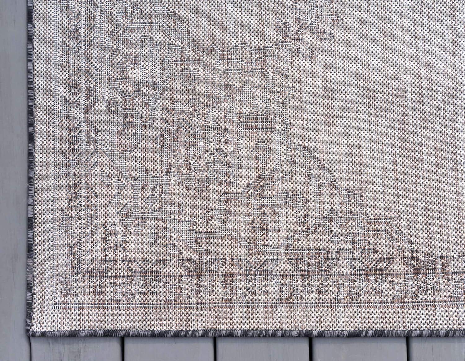 Unique Loom 6' 1 x 9' 0 Rectangle Indoor/Outdoor Traditional Charcoal Gray Area Rug