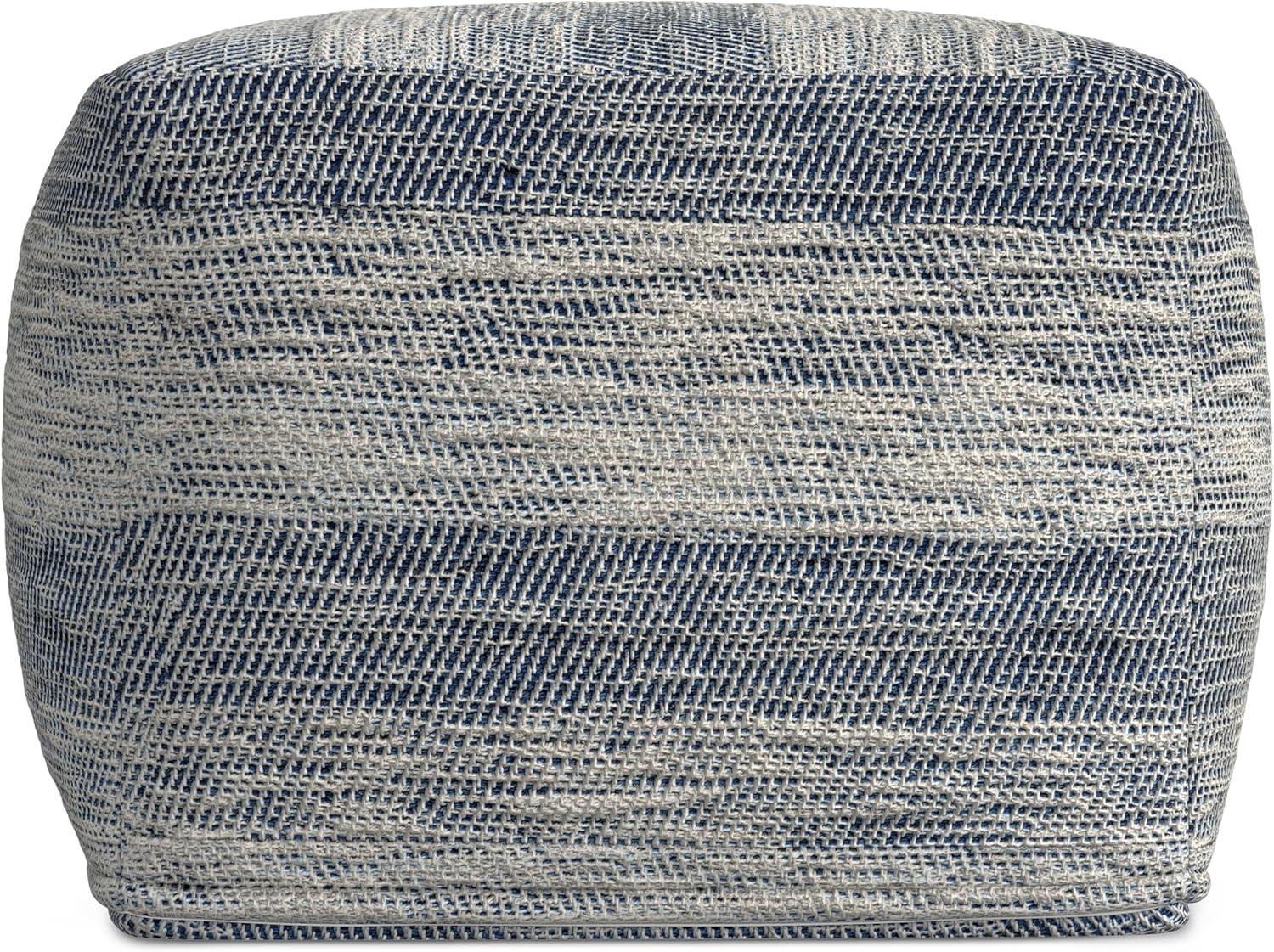 Simpli Home Clay 18"W Upholstered Cotton Square Pouf