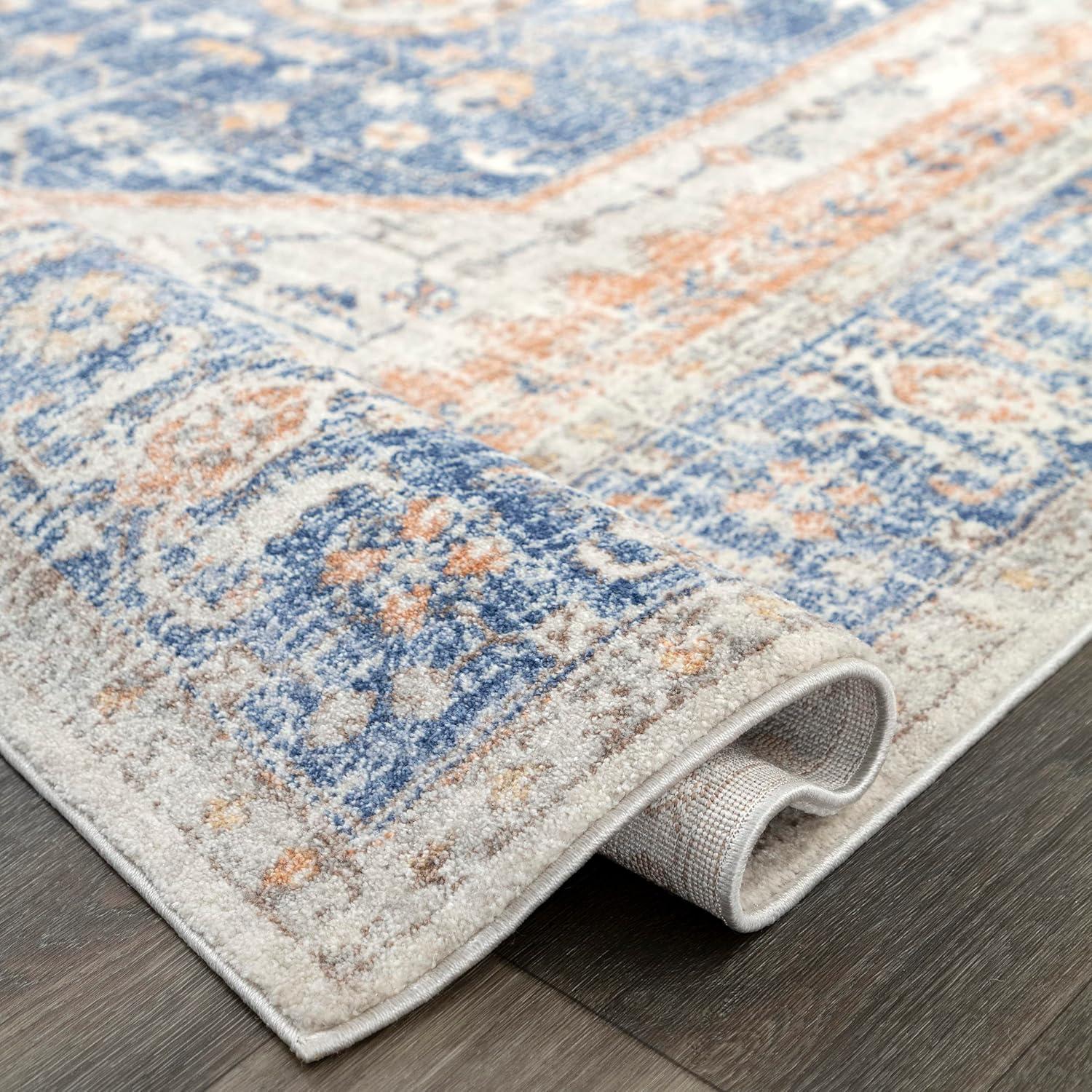 Nuloom Jacquie Oriental/Persian 8x11 Indoor Area Rug for Living Room Bedroom Dining Room Kitchen, Blue/Ivory