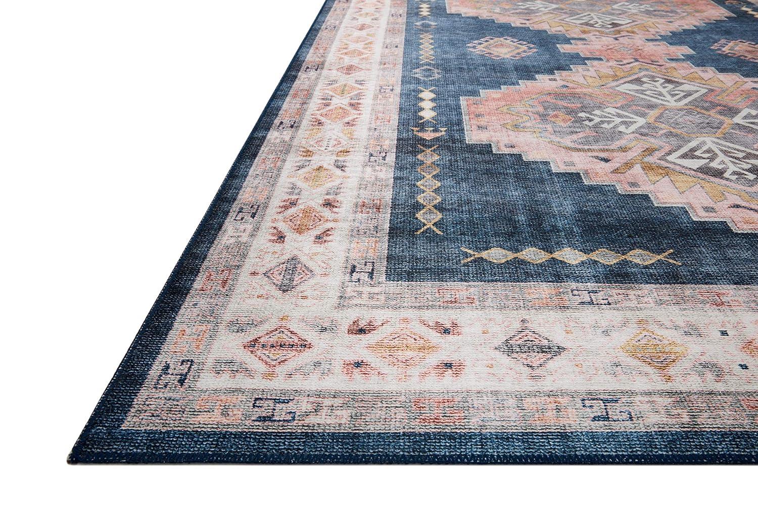 Heidi Denim Blush Medallion 3'6" x 5'6" Stain-Resistant Area Rug