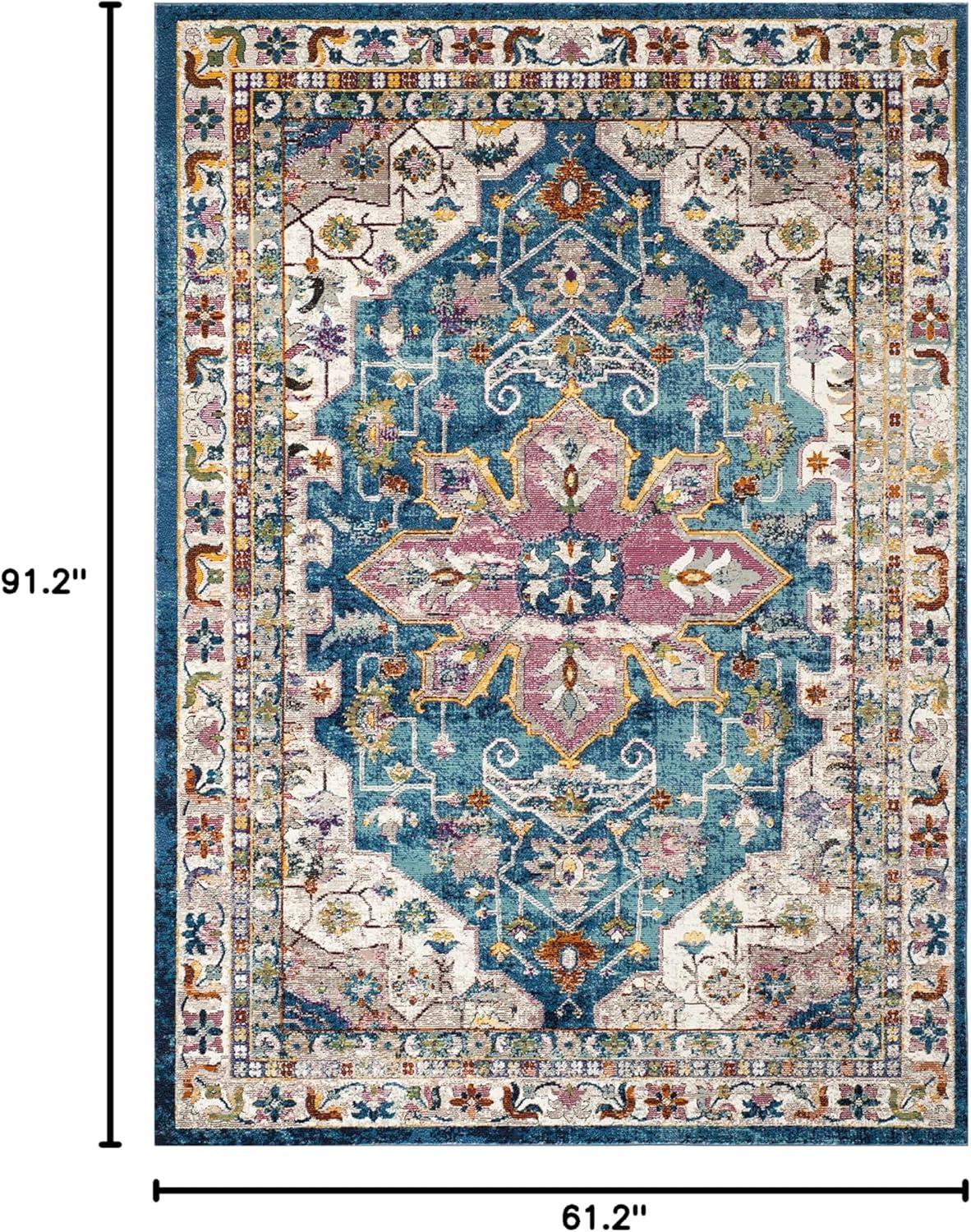 Aria ARA160 Power Loomed Area Rug - Blue/Creme - 5'1"x7'6" - Safavieh.