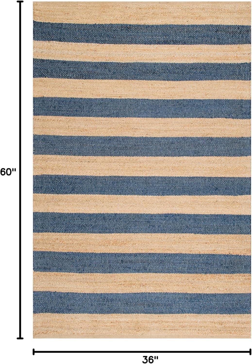 nuLOOM Alisia Flatweave Stripes Jute Accent Rug, 3' x 5', Denim