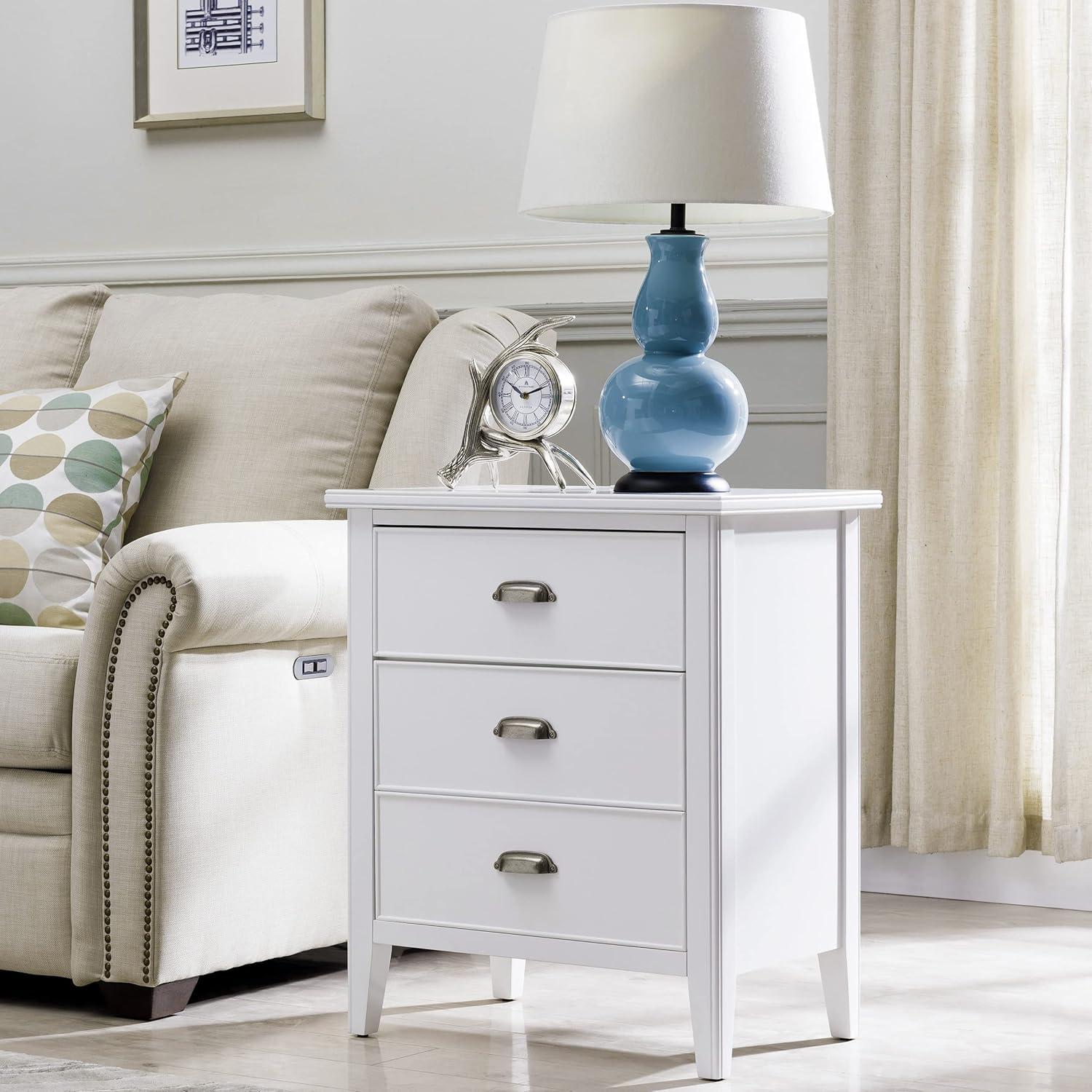 Laurent Collection Hardwood Bedroom Night Stand with Top Drawer, Door and 2-plug Electrical Outlet