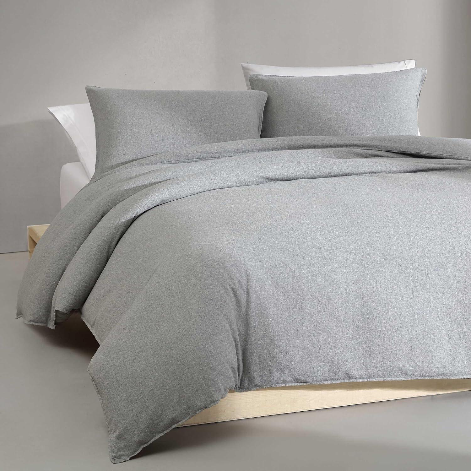 Calvin Klein Melange Flannel Solid Cotton Duvet Cover Set