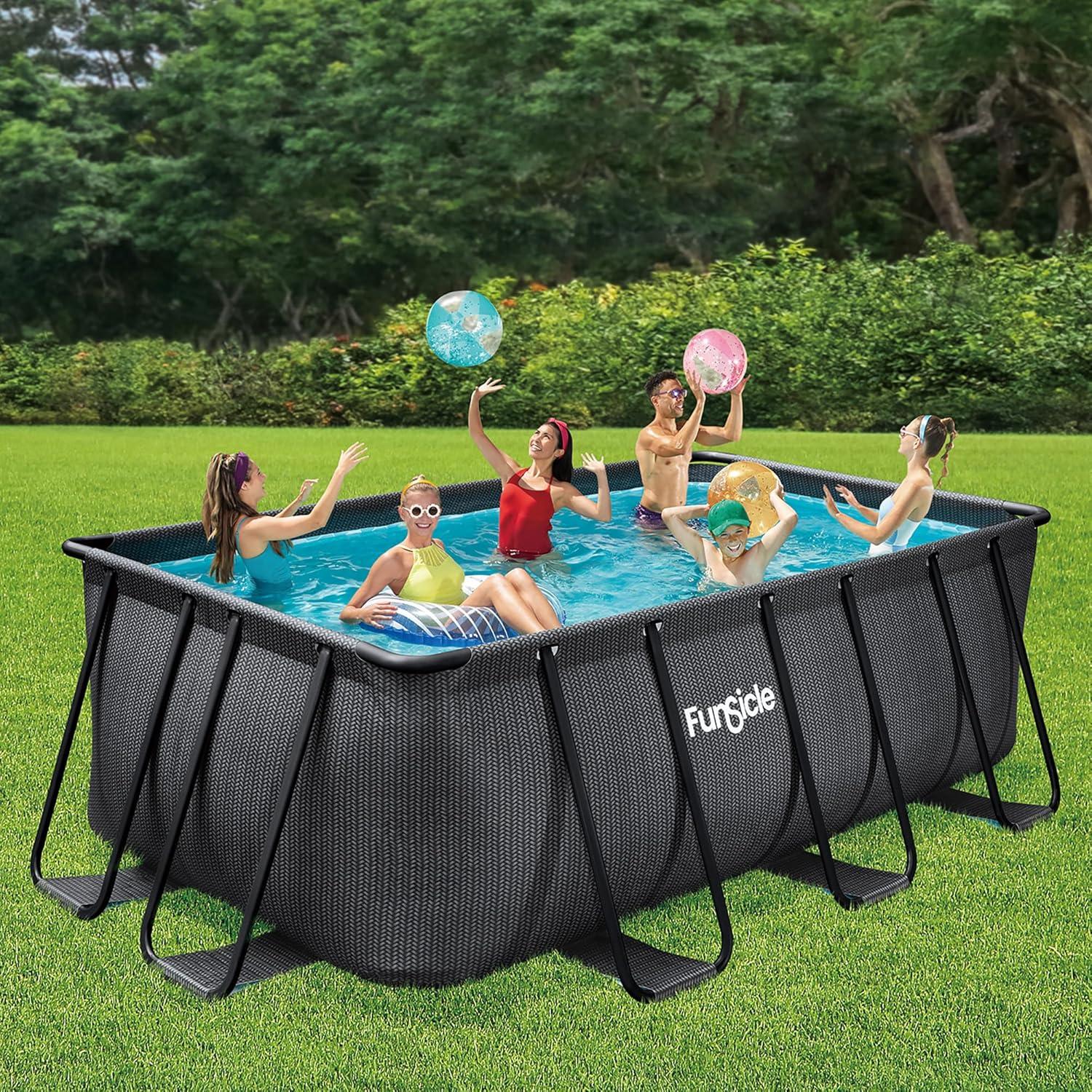 Funsicle Funsicle: Oasis Designer Lap Pool - Above Ground Pool Set, Durable 3-Ply, Powerful Filtration System, SureStep Ladder, For 6-7 People