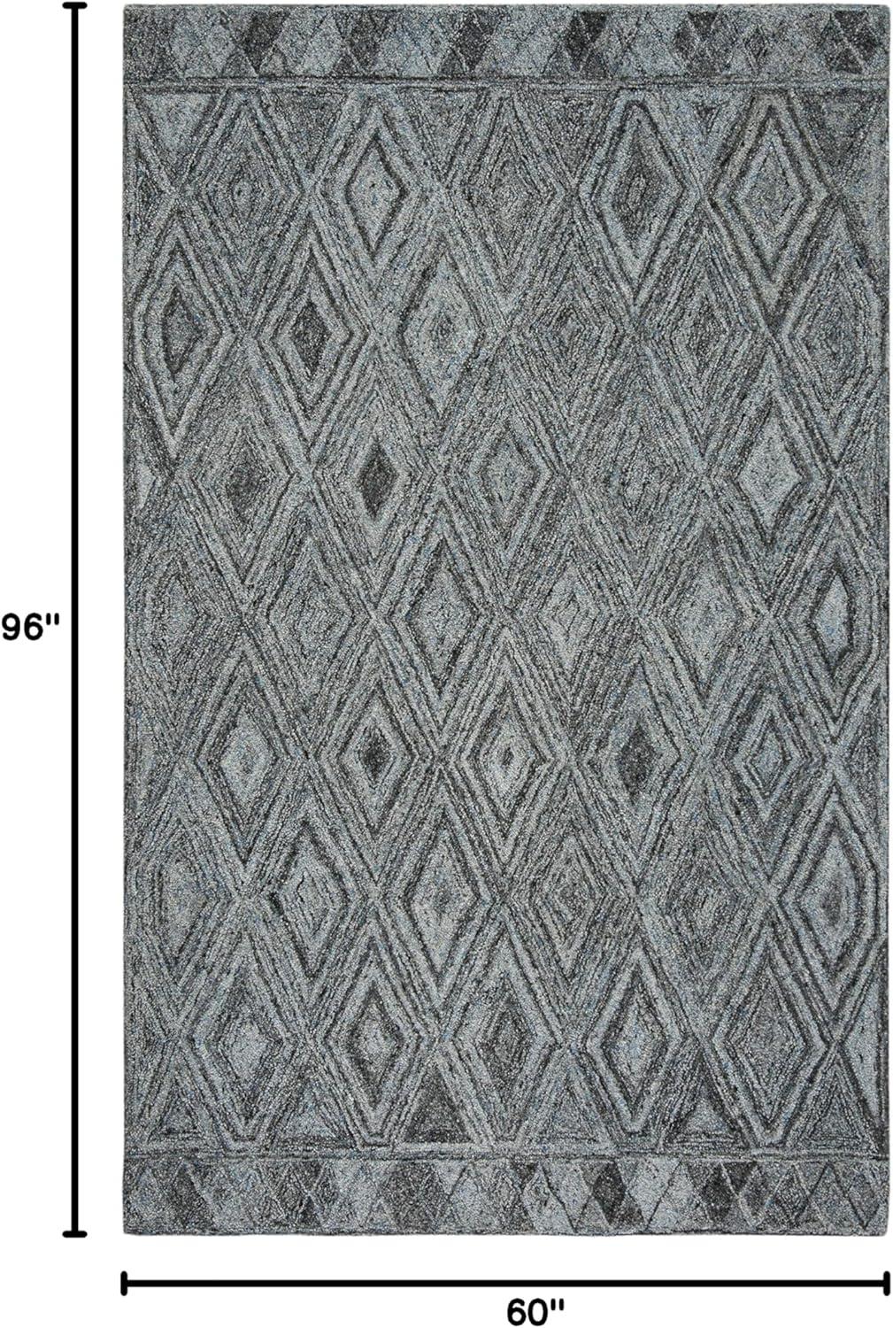 Abstract ABT618 Handmade Indoor Area Rug - Blue/Black - 5'x8' - Safavieh