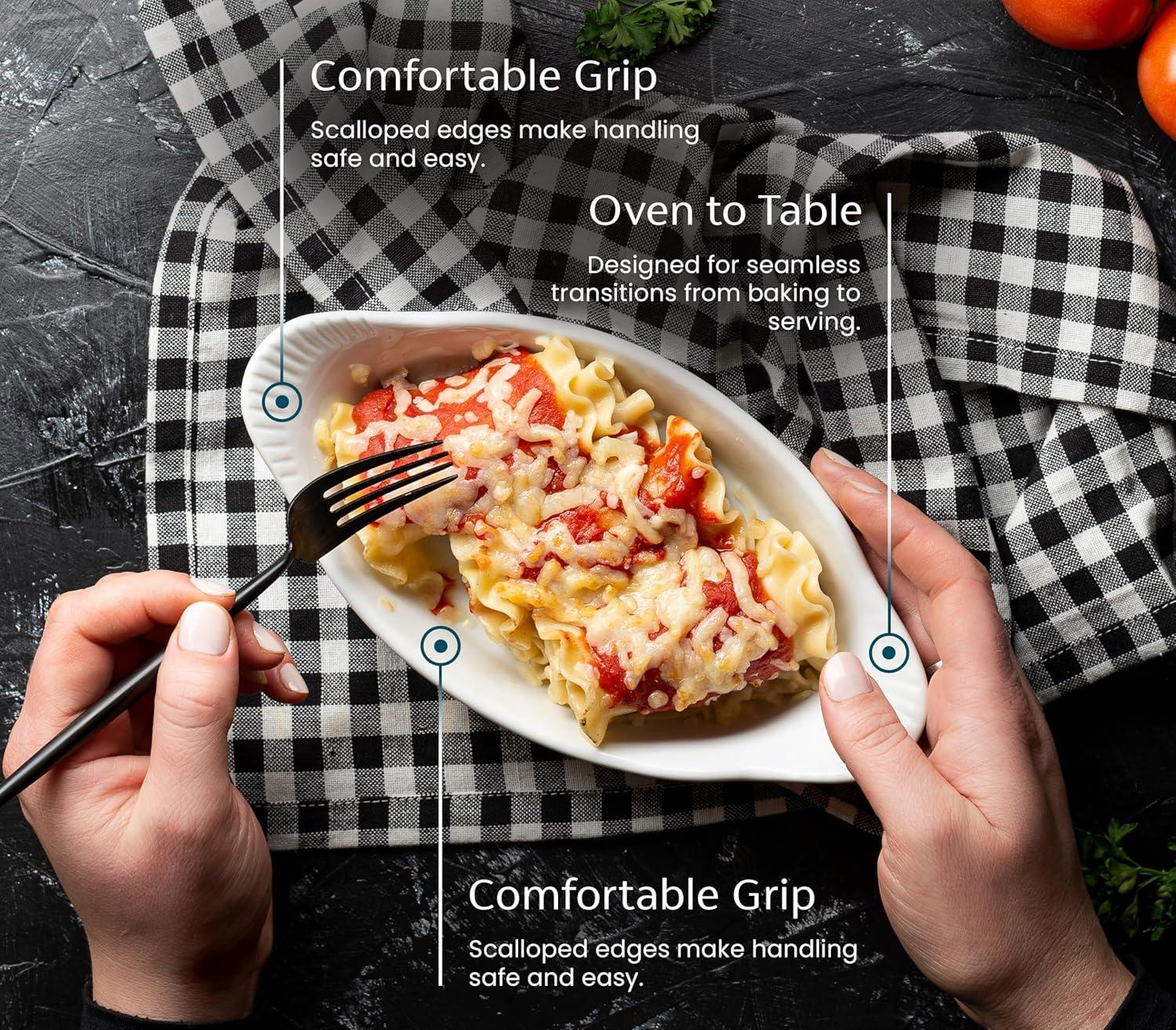 kook Kook Au Gratin Baking Dishes, Ceramic, 18 oz, White