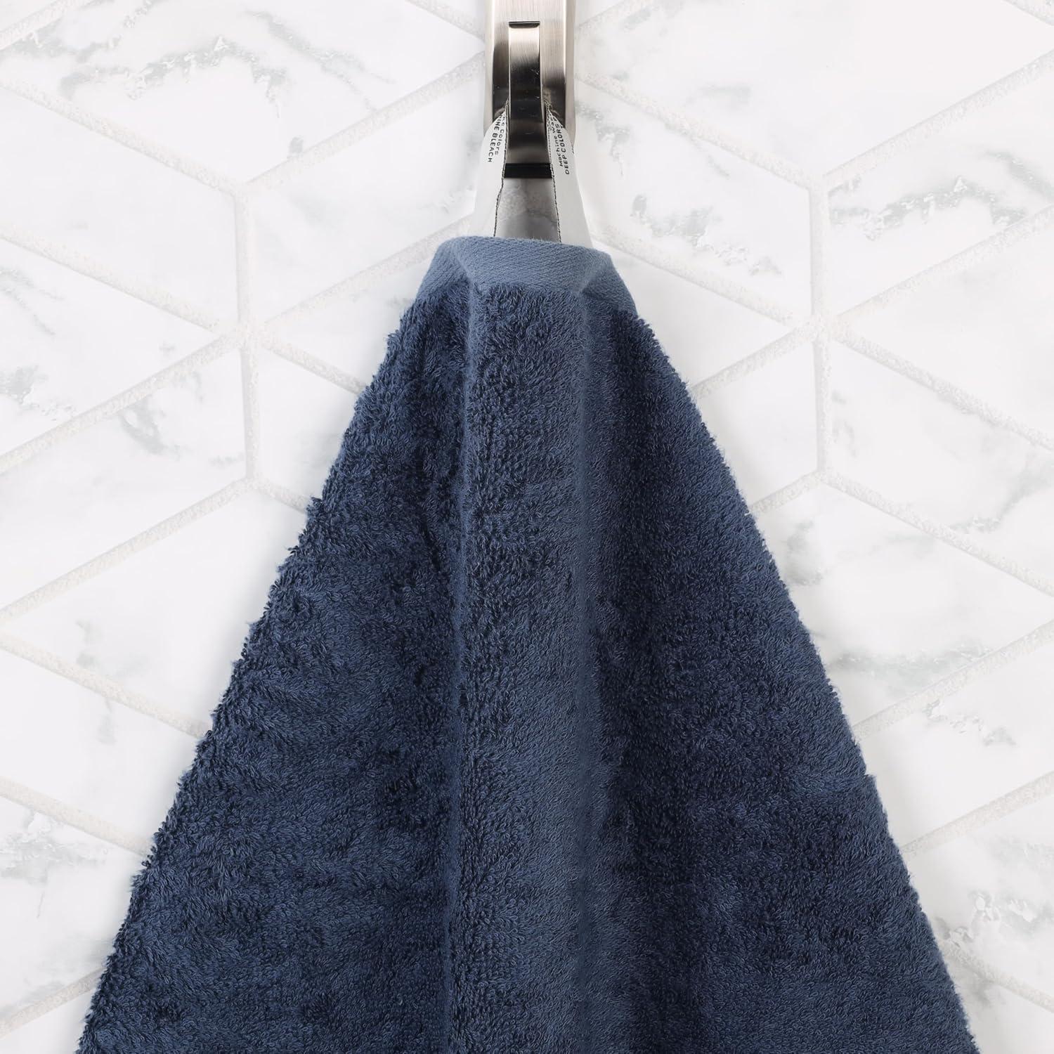 Superior Rayon from Bamboo Blend 12-Piece Towel Set, Luxury Quick Dry, Bathroom Essentials, Shower, Spa, Plush Soft Absorbent Towels, Includes 4 Bath, 4 Hand, 4 Washcloth/Face Towels, Navy Blue