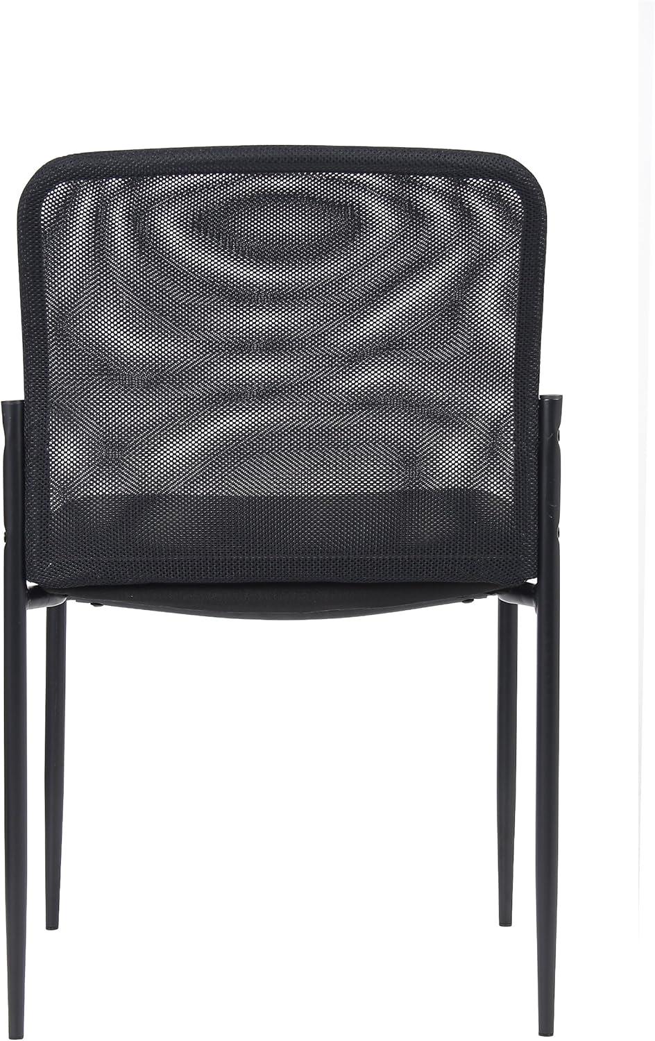 Mesh Guest Chair Black - Boss Office Products: Armless, Stackable, Metal Frame