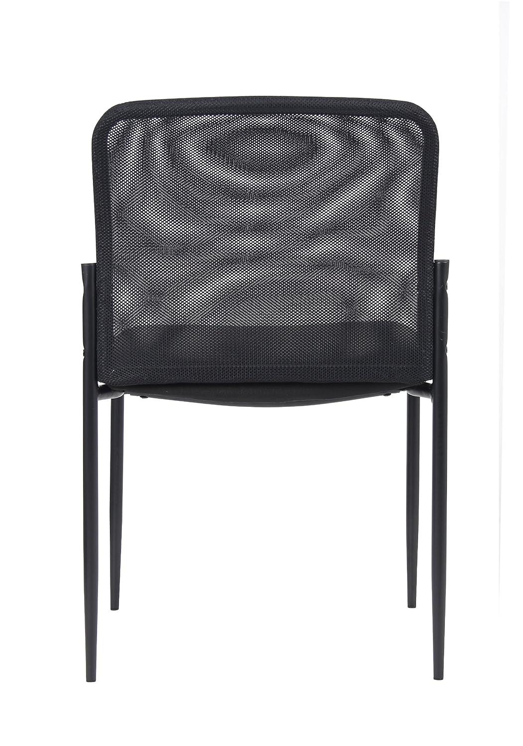 Mesh Guest Chair Black - Boss Office Products: Armless, Stackable, Metal Frame