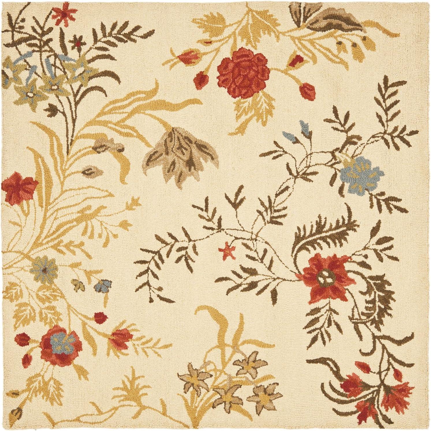 SAFAVIEH Blossom Zarif Floral Flowers Wool Area Rug, Beige/Multi, 4' x 6'