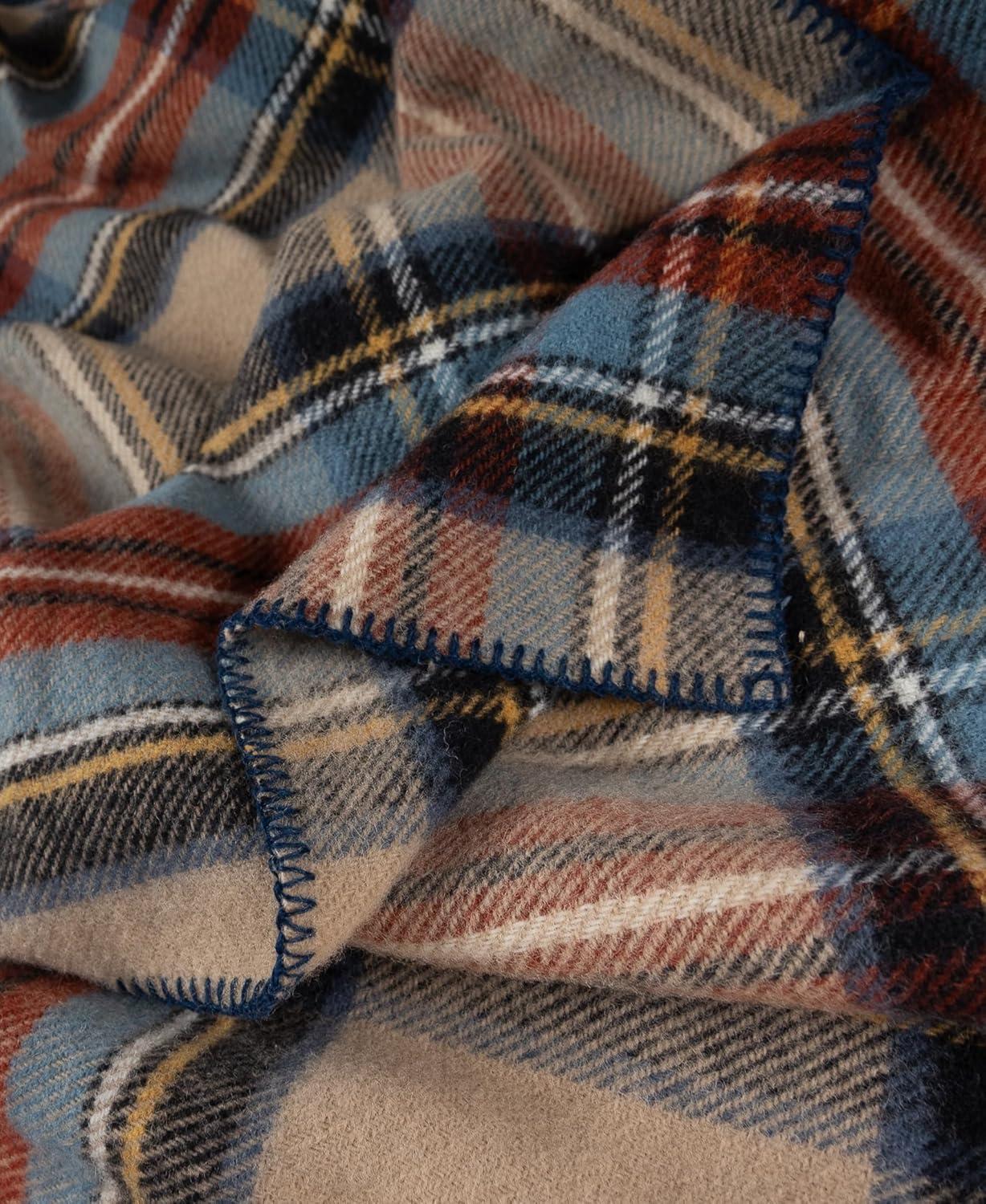 Extra-Large Antique Dress Stewart Wool Tartan Throw Blanket