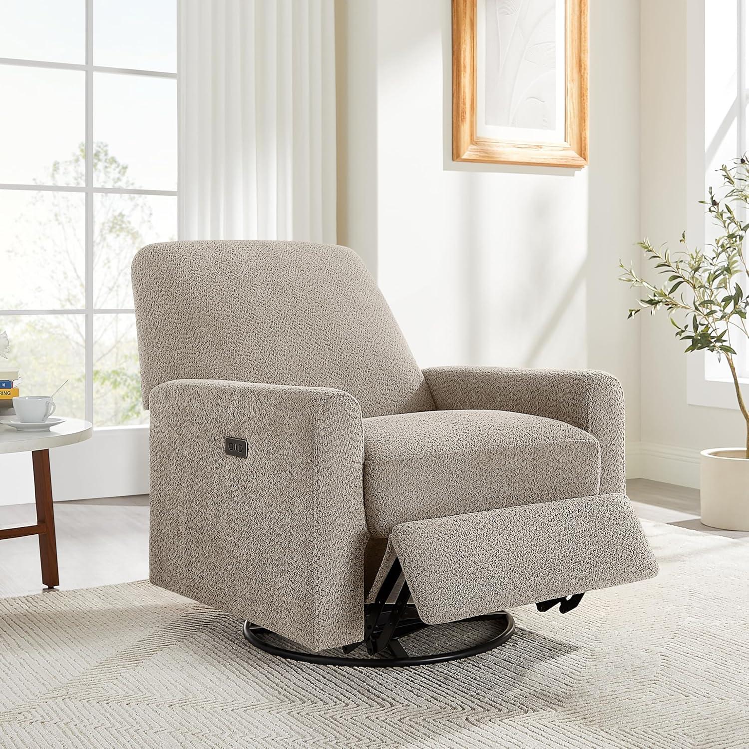 31.5 Inch Boucle Swivel Glider Power Recliner
