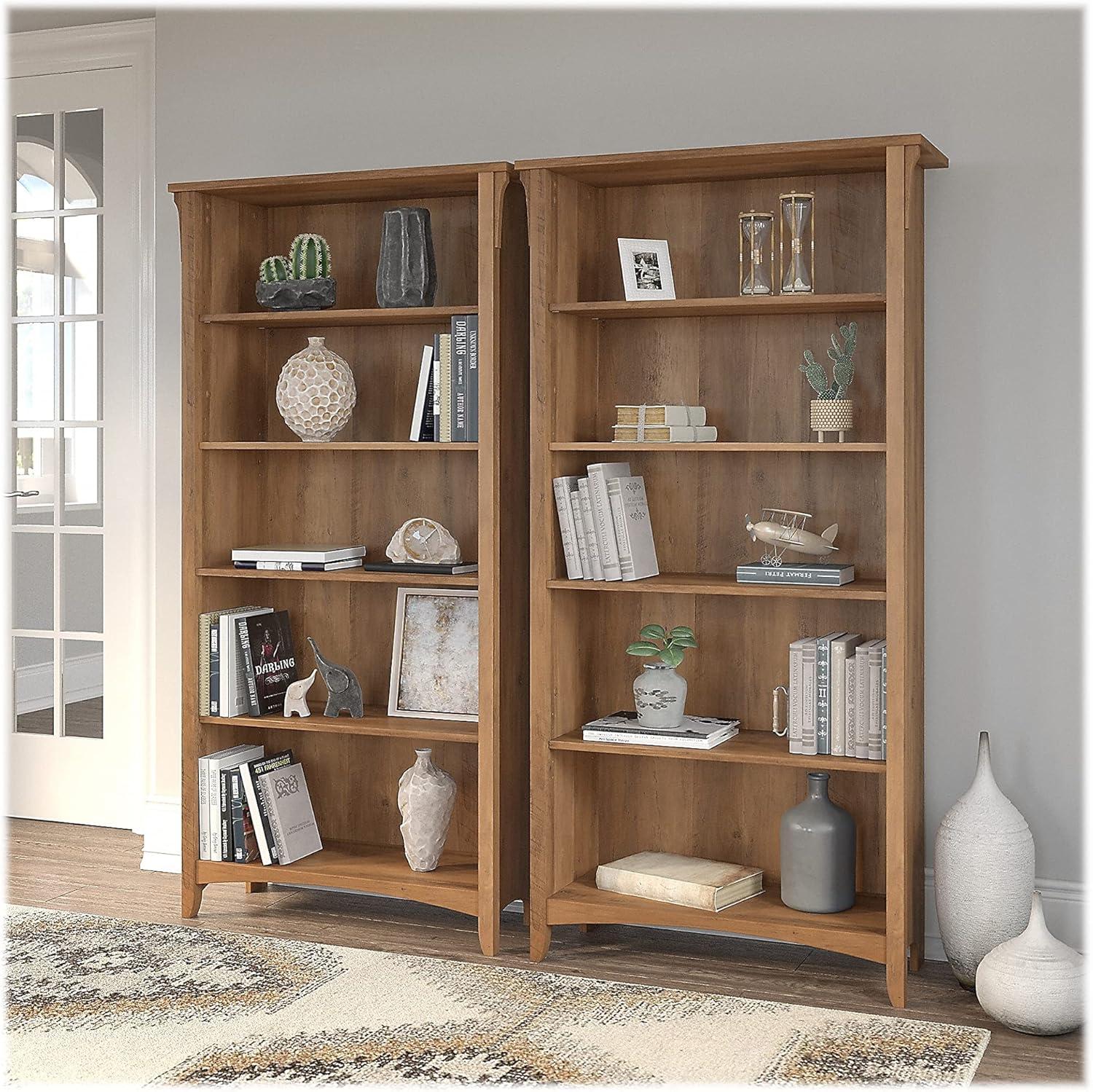 Khadesha Tall 5 Shelf Bookcase - Set Of 2