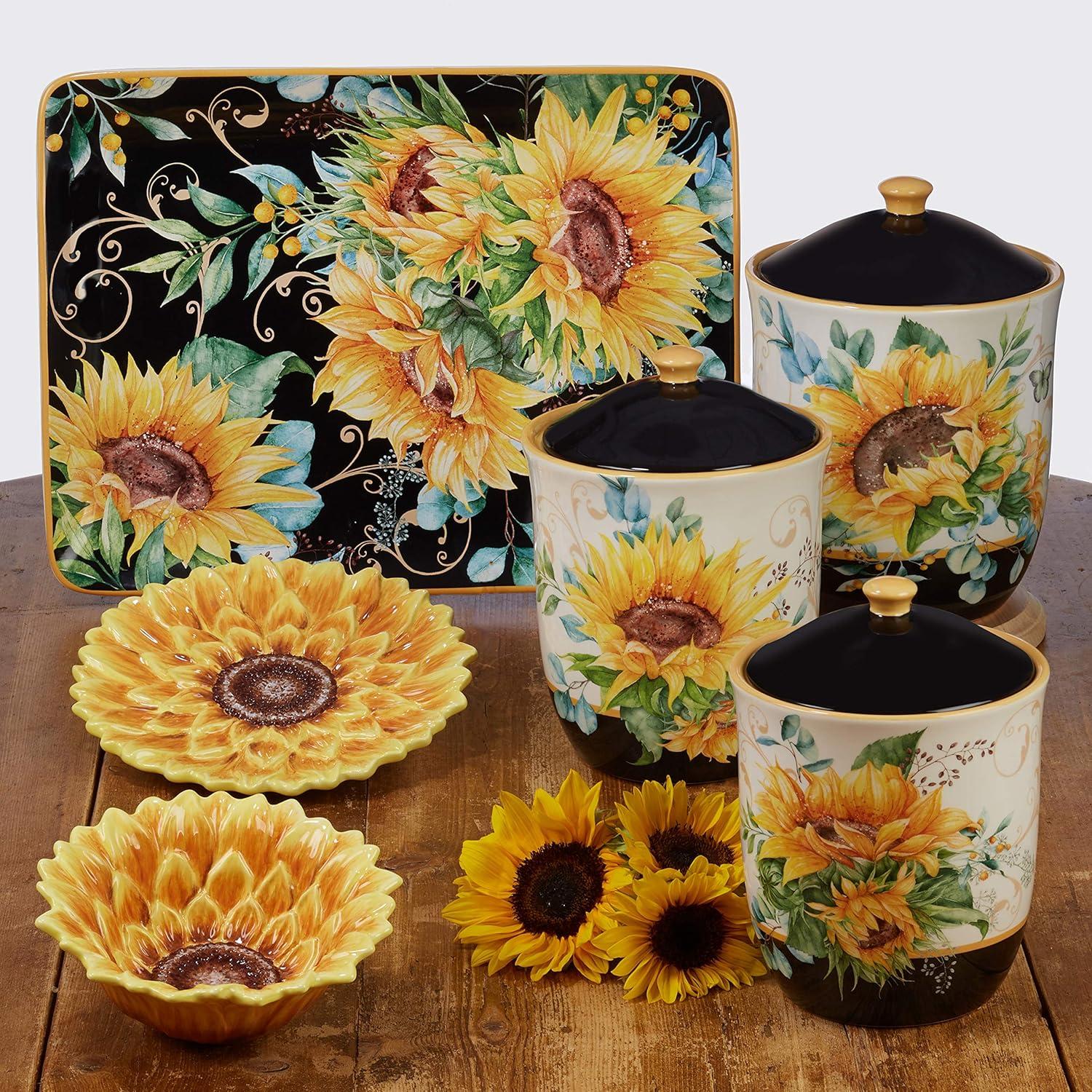 Sunflower Fields Rectangular Ceramic Serving Platter