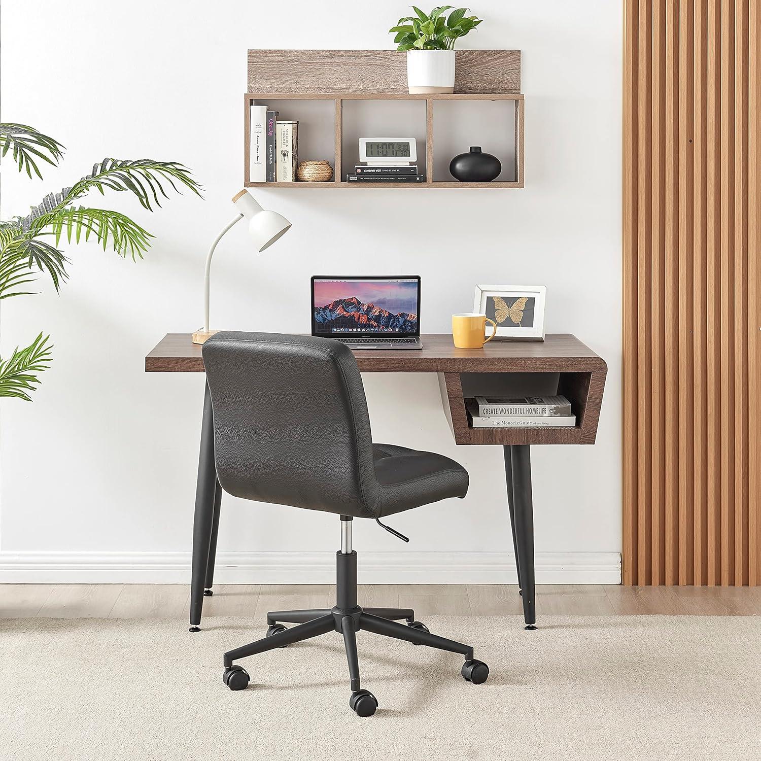 Danya B. 31.5" x 15.7" Modern 3 Cube Floating Wall Shelf with Display Ledge Weathered Oak: Laminated MDF, Iron Hardware