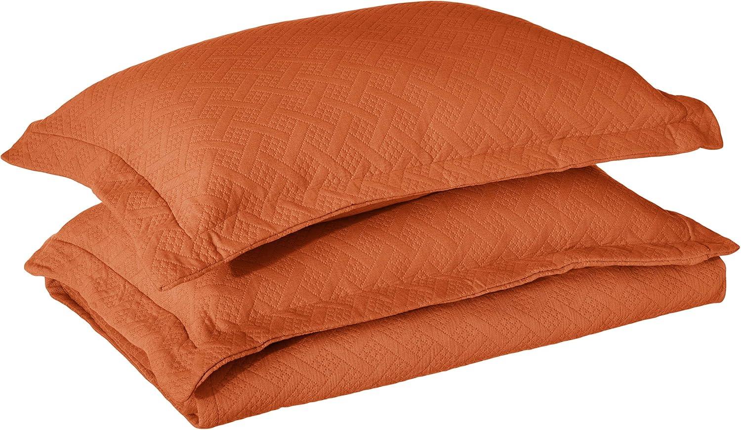 Superior 100% Cotton Basket Weave Bedspread 3 Piece Set, Queen, Mandarin