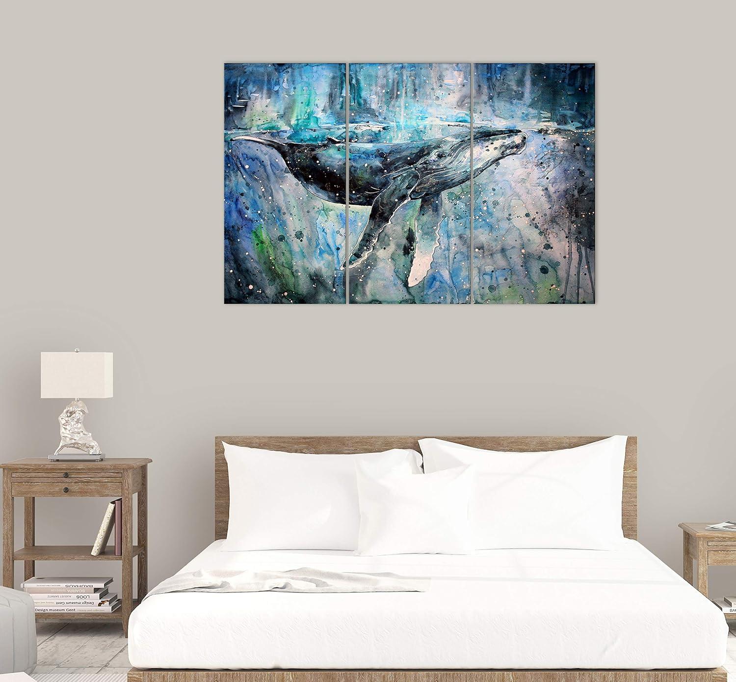 Blue Whale Wall Art Decor Modern Artwork Canvas Painting Prints Pictures Home Decor for Living Room Dining Room Bedroom