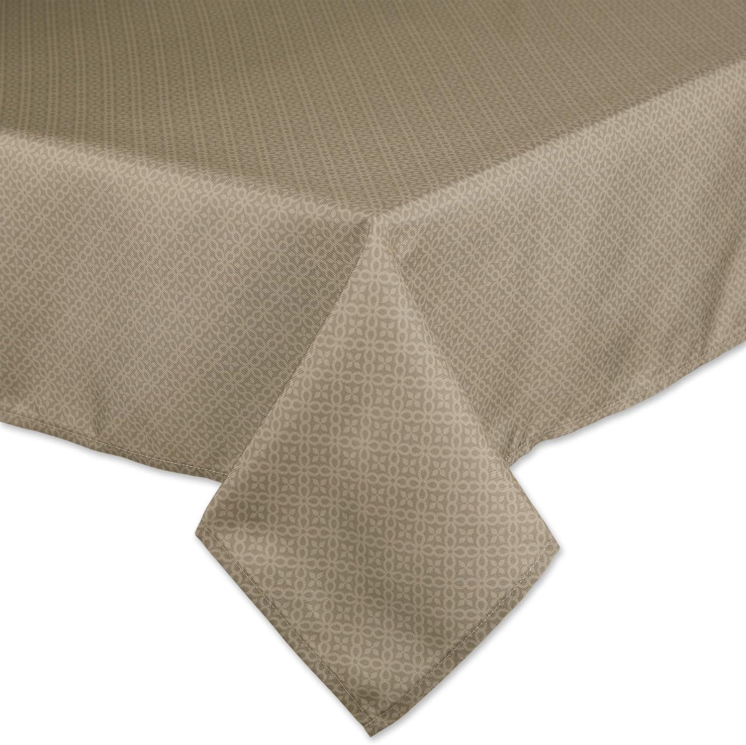 Stone Gray Polyester Lattice Print Outdoor Tablecloth 60" x 120"