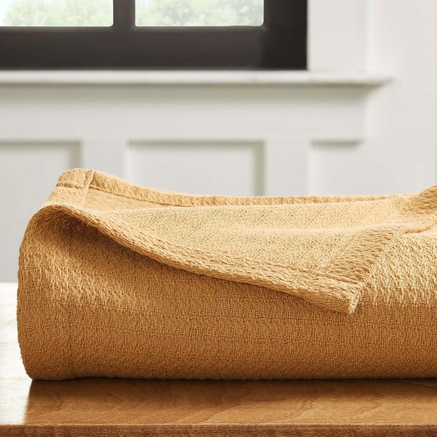 Waffle Weave Honeycomb Knit Soft Textured All-Season Cotton Blanket