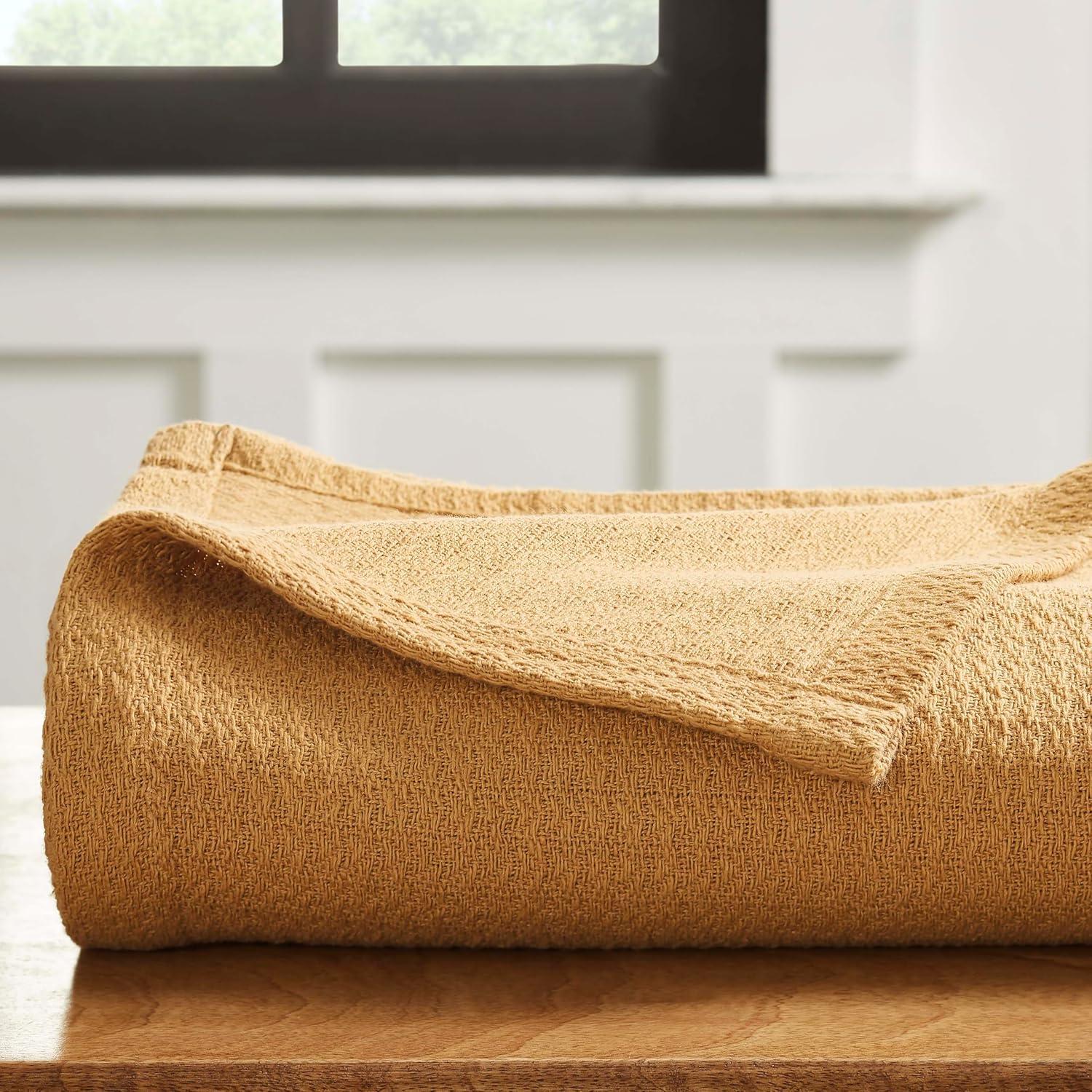 Superior Waffle Weave Honeycomb Knit Soft Textured All-Season Cotton Blanket