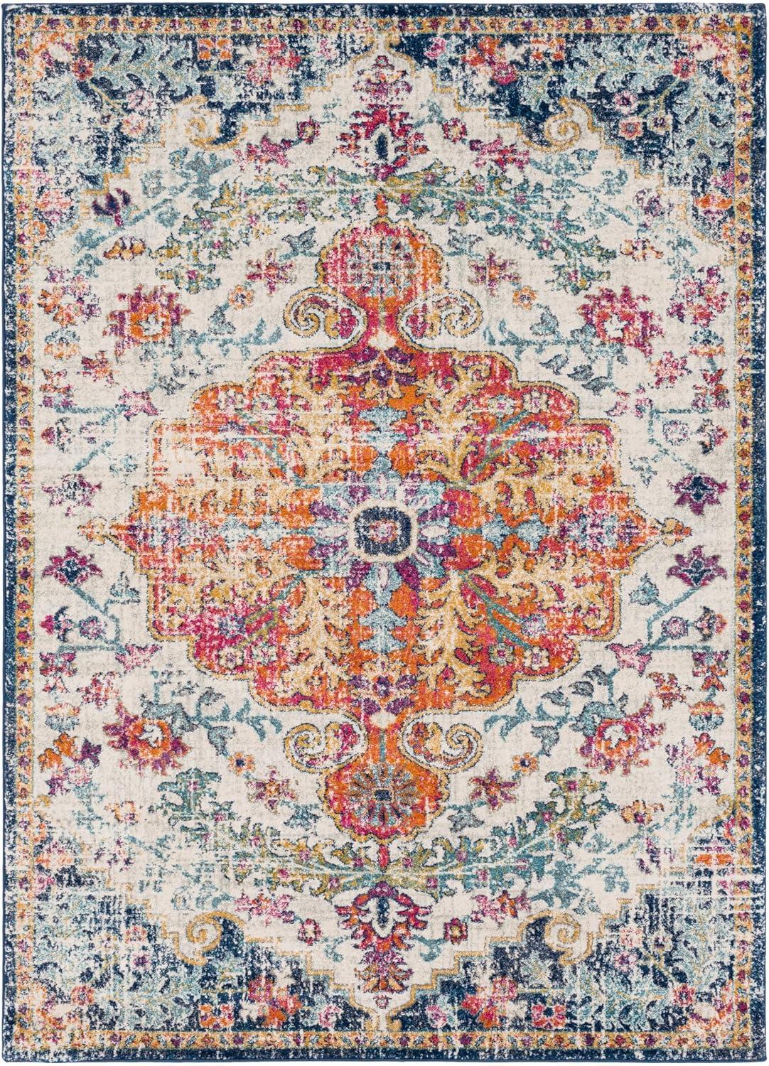 Harput 5'3" x 7'3" Red and Multi-Color Synthetic Area Rug