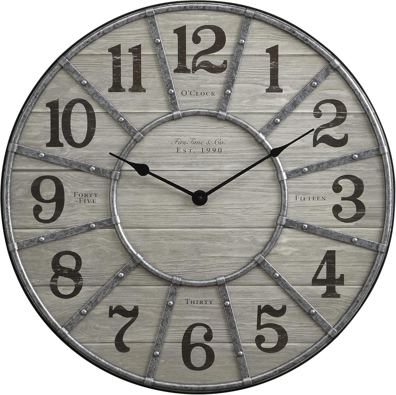 Co. 27" Cooper Wall Clock, Gray/Galvanized