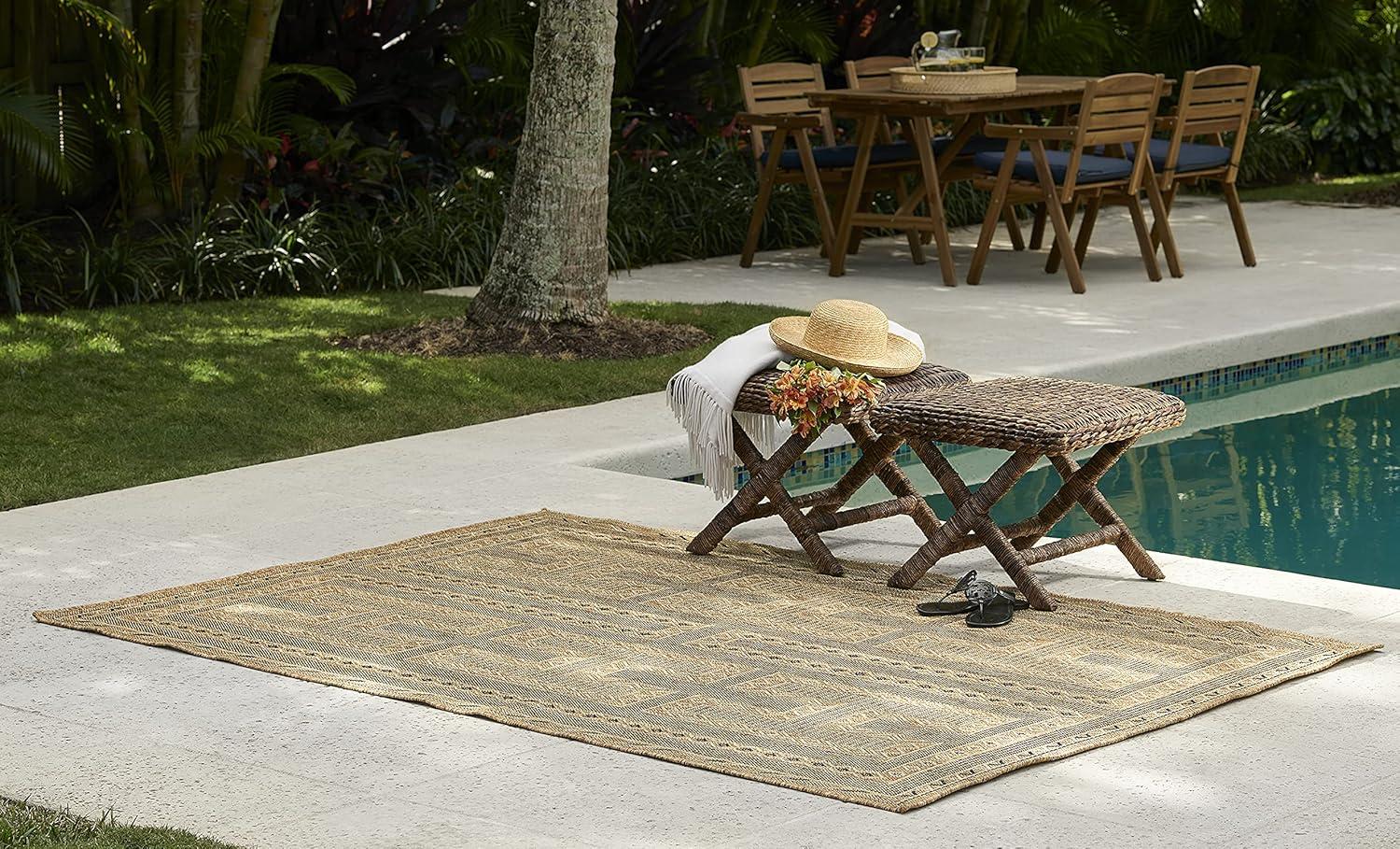 Momeni Hampton Gian Machine Loomed Indoor/Outdoor Rug Natural